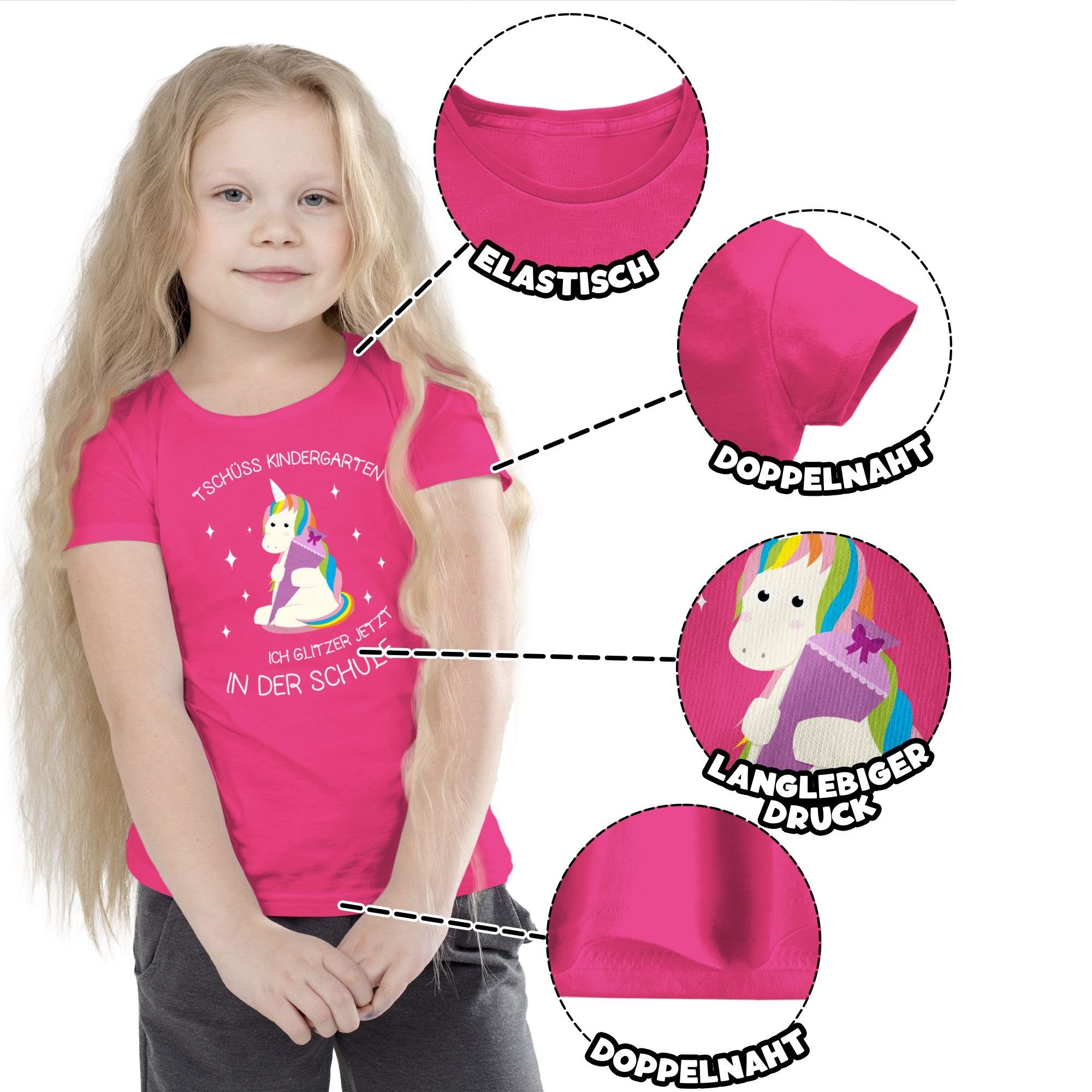 Shirtracer T-Shirt Tschüss Kindergarten Einhorn Einschulung Mädchen
