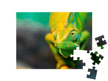 puzzleYOU Puzzle Chamäleon, Nahaufnahme, 48 Puzzleteile, puzzleYOU-Kollektionen Echsen, Tiere in Savanne & Wüste
