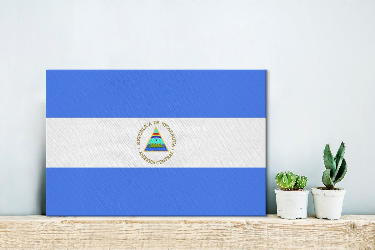 Nicaragua, Wandbild 30x20 Wanddeko, OneMillionCanvasses® (1 Leinwandbilder, Flagge Aufhängefertig, Leinwandbild von cm St),