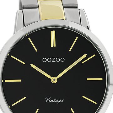 OOZOO Quarzuhr Oozoo Unisex Armbanduhr Vintage Series, (Analoguhr), Damen, Herrenuhr rund, mittel (ca. 38mm), Metallarmband silber, gold