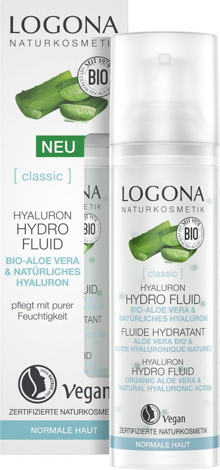 LOGONA Gesichtsfluid Logona [classic] Hyaluron Hydro Fluid, Verleiht ein  strahlend frisches und ebenmäßiges Hautbild