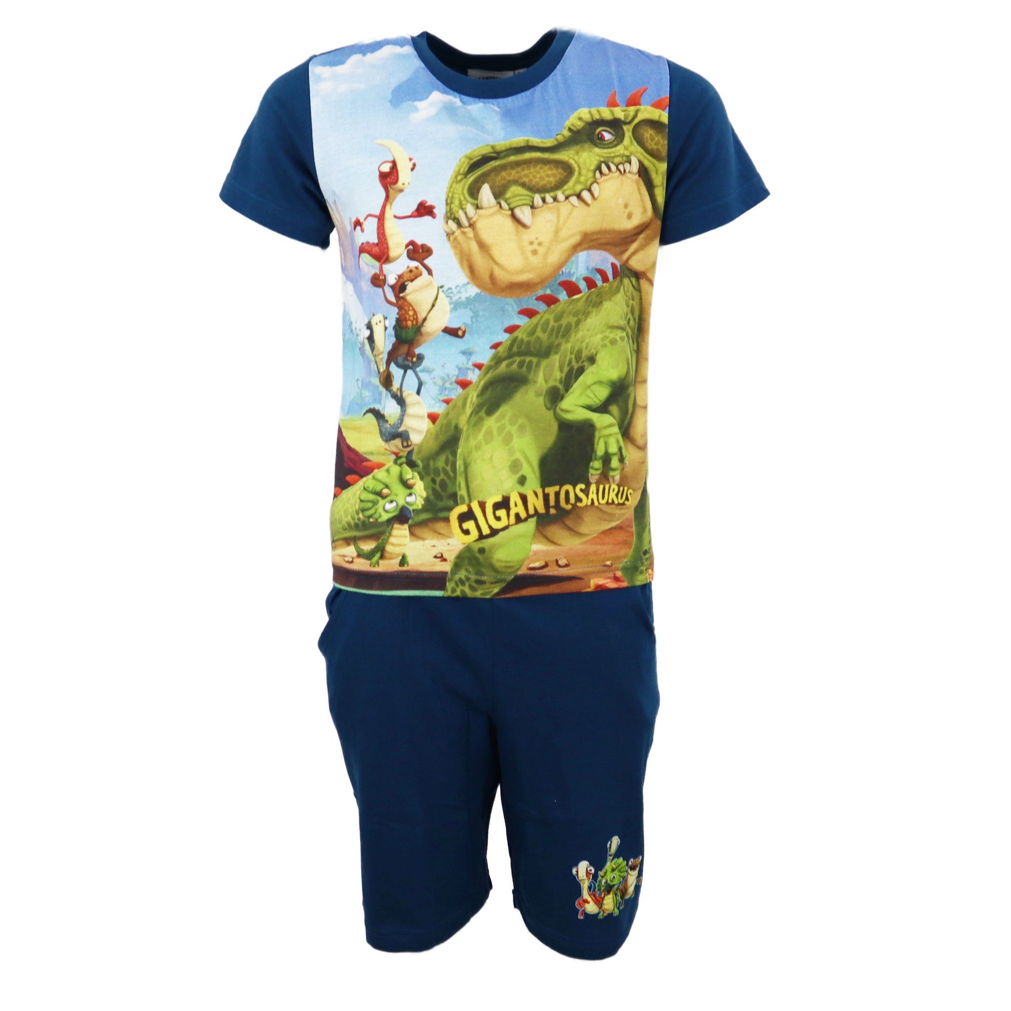 Cyber Group Studios Schlafanzug Kinder Baumwolle Gr. - Gigantosaurus 100% bis Pyjama Jungen Dunkelblau 98 128