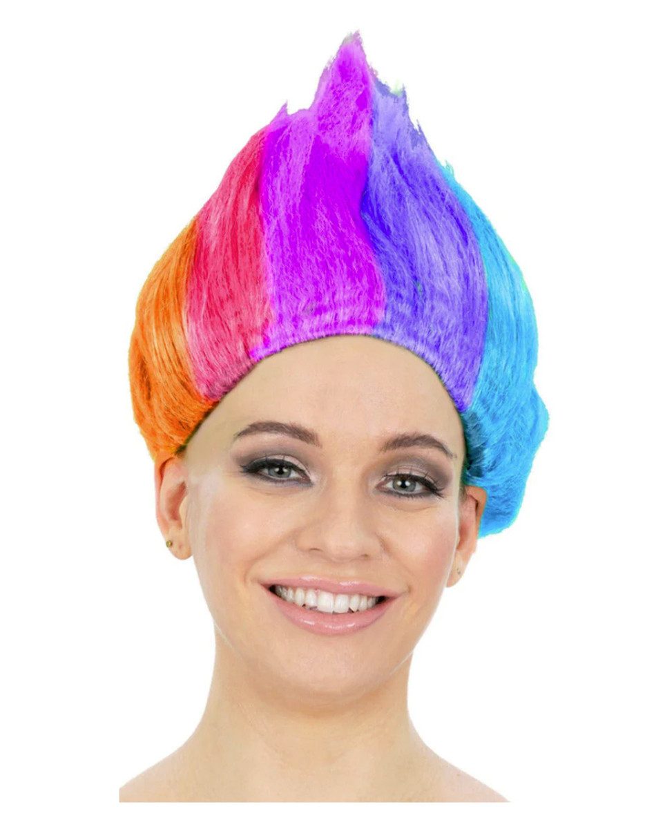 Kostüm-Perücke 90's Troll Regenbogen Perücke