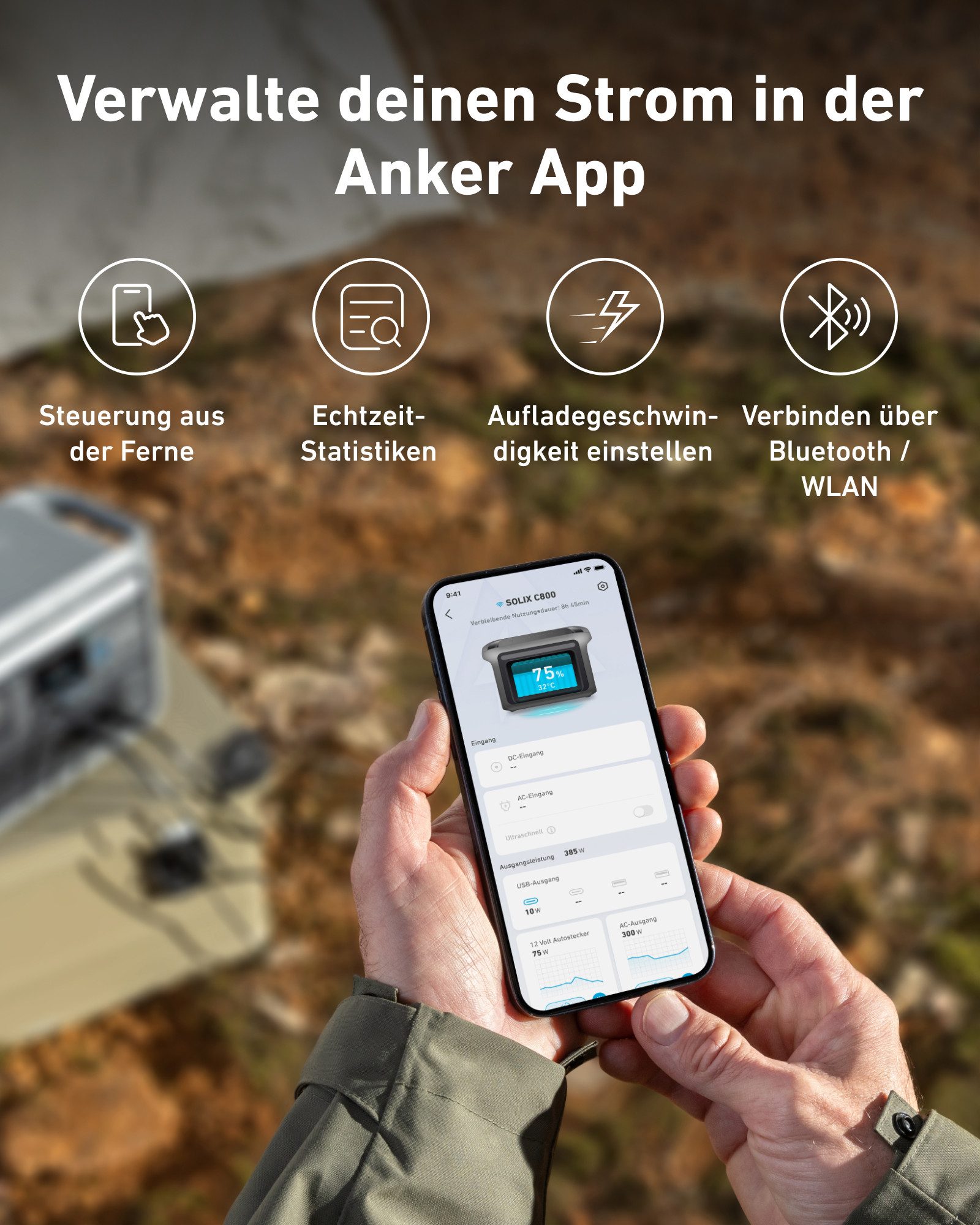 Anker Stromerzeuger Anker SOLIX C800 Powerstation, 1200W Solargenerator, 768Wh Akkus, (1-tlg)