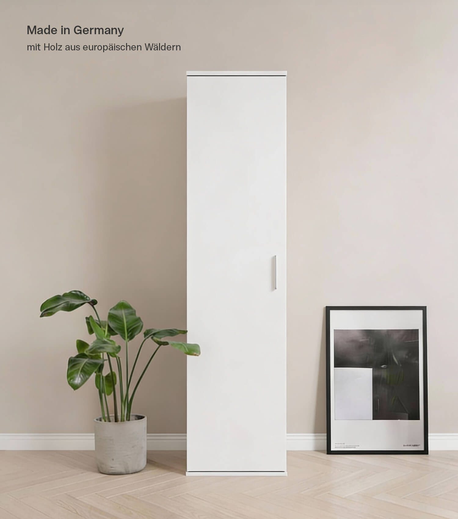 mokebo Mehrzweckschrank Der Kompakte Made in Germany, Vorratsschrank, Flurschrank, Aktenschrank in Weiß