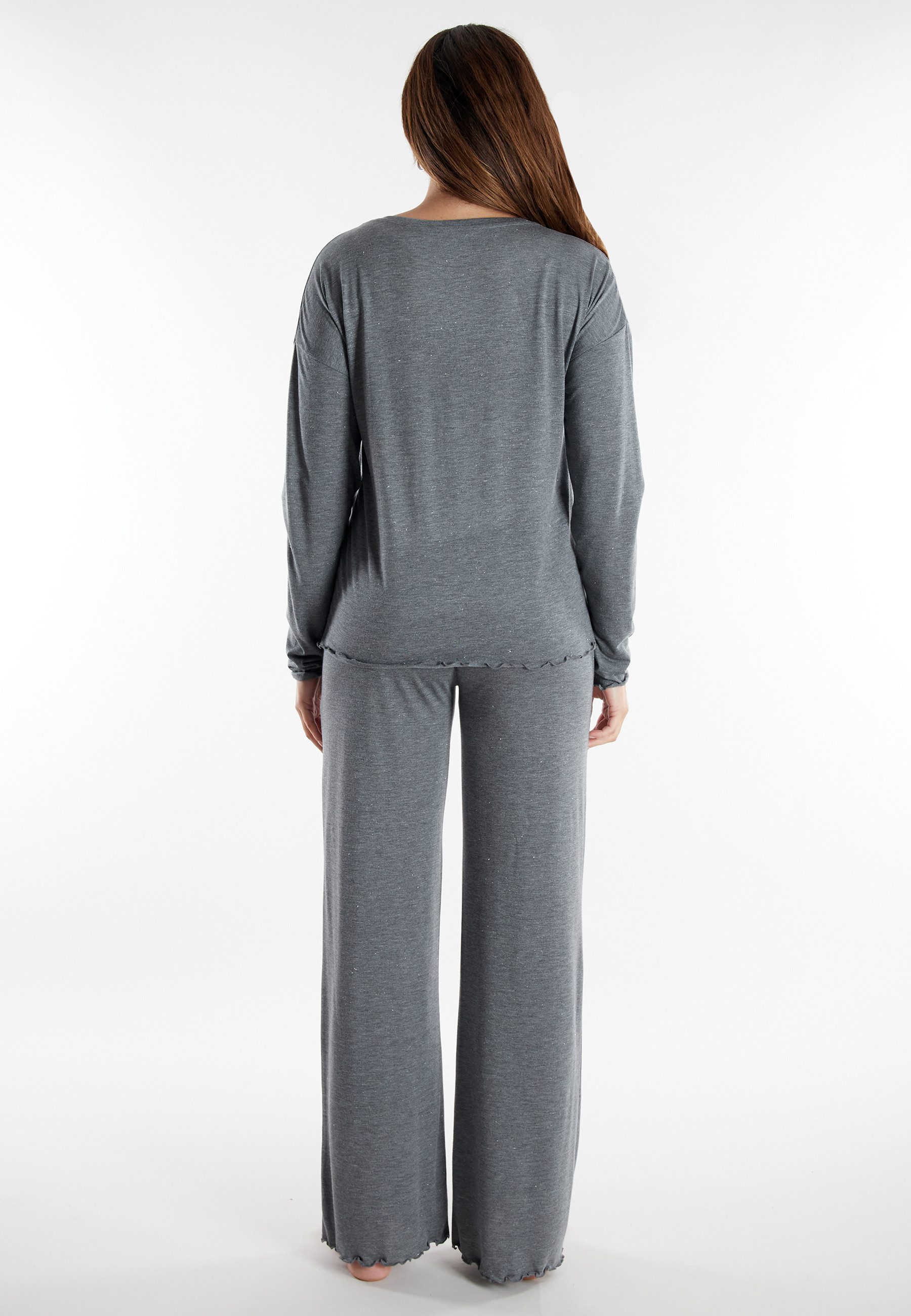 TOM TAILOR Schlafanzug Xanthi (2 tlg) mit langen Ärmeln, leicht meliert, Rundhalsausschnitt