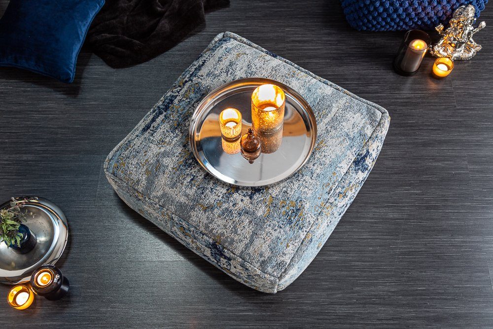 riess-ambiente Bodenkissen XL ABSTRAKT 70cm blau / beige, Sitzkissen · florales Muster · Maritim