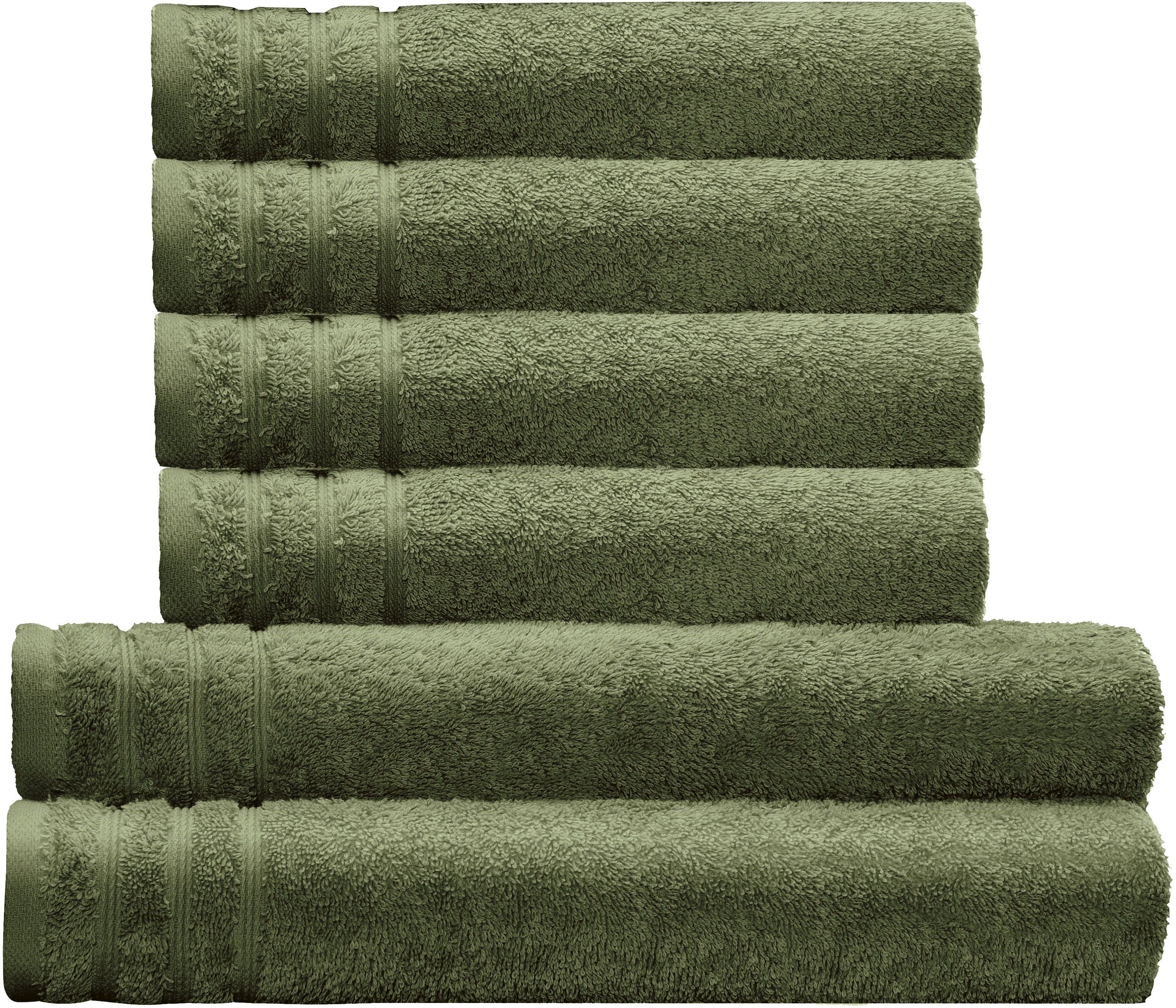 Kleine Wolke Handtuch Set Royal, 6 Stück (4 Handtücher 50/100 cm + 2 Duschtücher 70/140 cm), Frottier (Set, 6-St), Uni Farben, mit Bordüre, weich, in verschiedenen Sets erhältlich