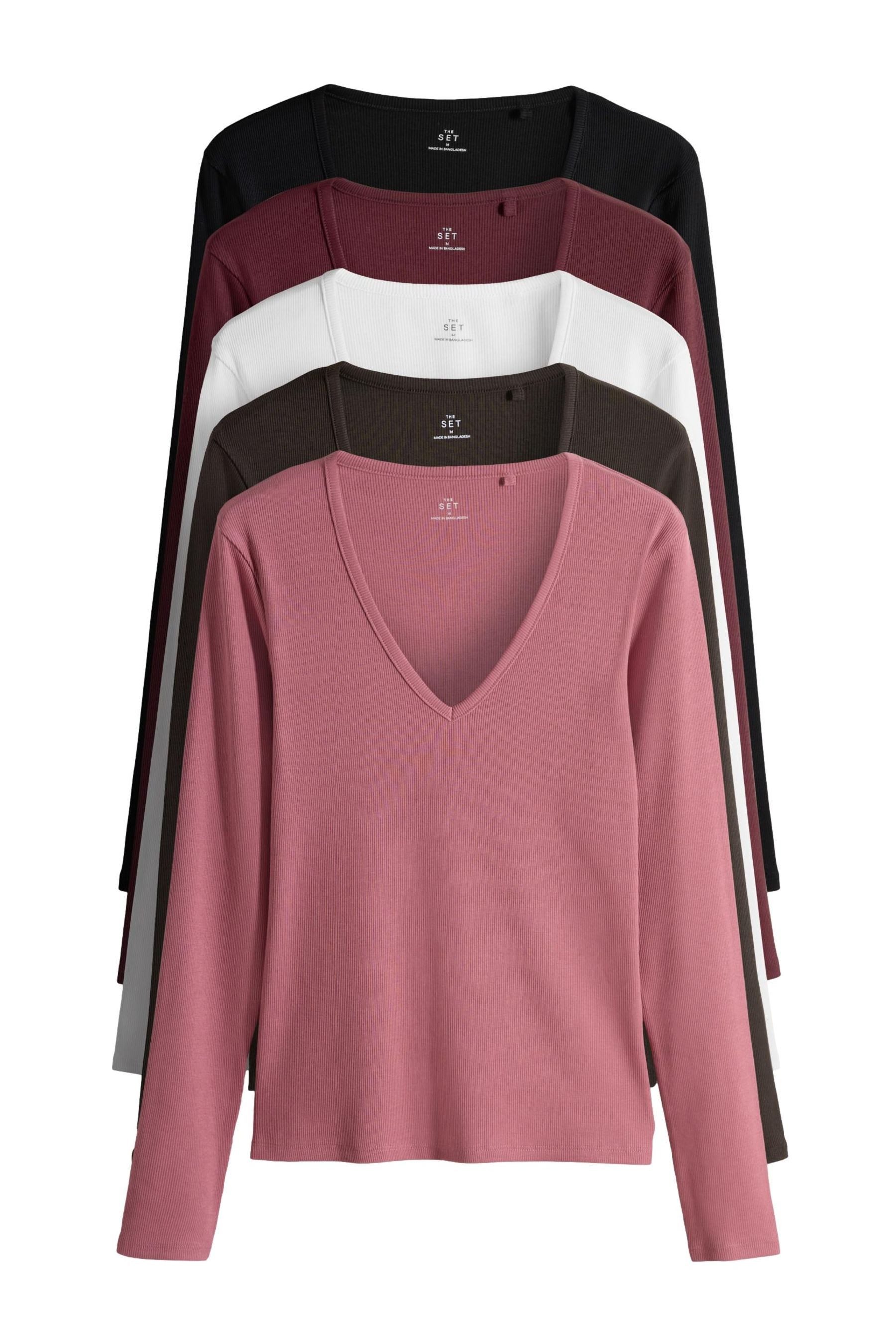 The Set Langarmshirt The Set Langarmshirts mit V-Ausschnitt, 5er-Pack (5-tl günstig online kaufen