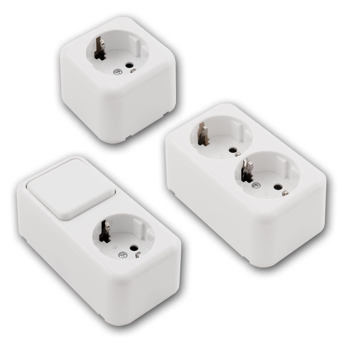 McPower Aufputz-Steckdose FINERY Set "Keller" 8-teilig 250V~ weiß Aufputz