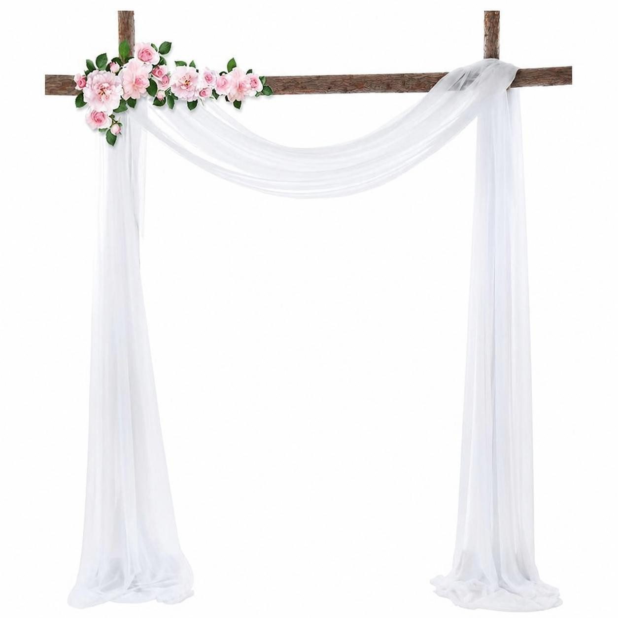 GarveeMore Hintergrundsystem Eleganter Chiffon‑Tüll Vorhang 70×550cm, knitterresistent für Hochzeit, Mehrfach wiederverwendbar für Indoor‑ & Outdoor‑Events