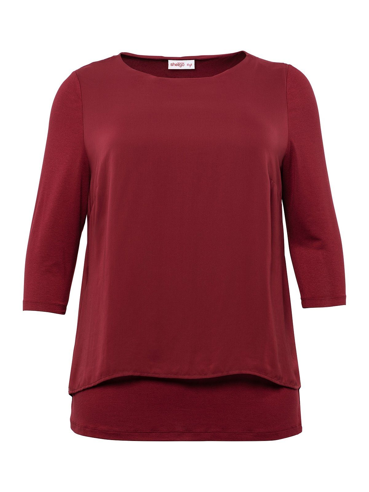 A-Linie Blusenshirt leichter Zipfelsaum mit Große Sheego rubinrot Größen in