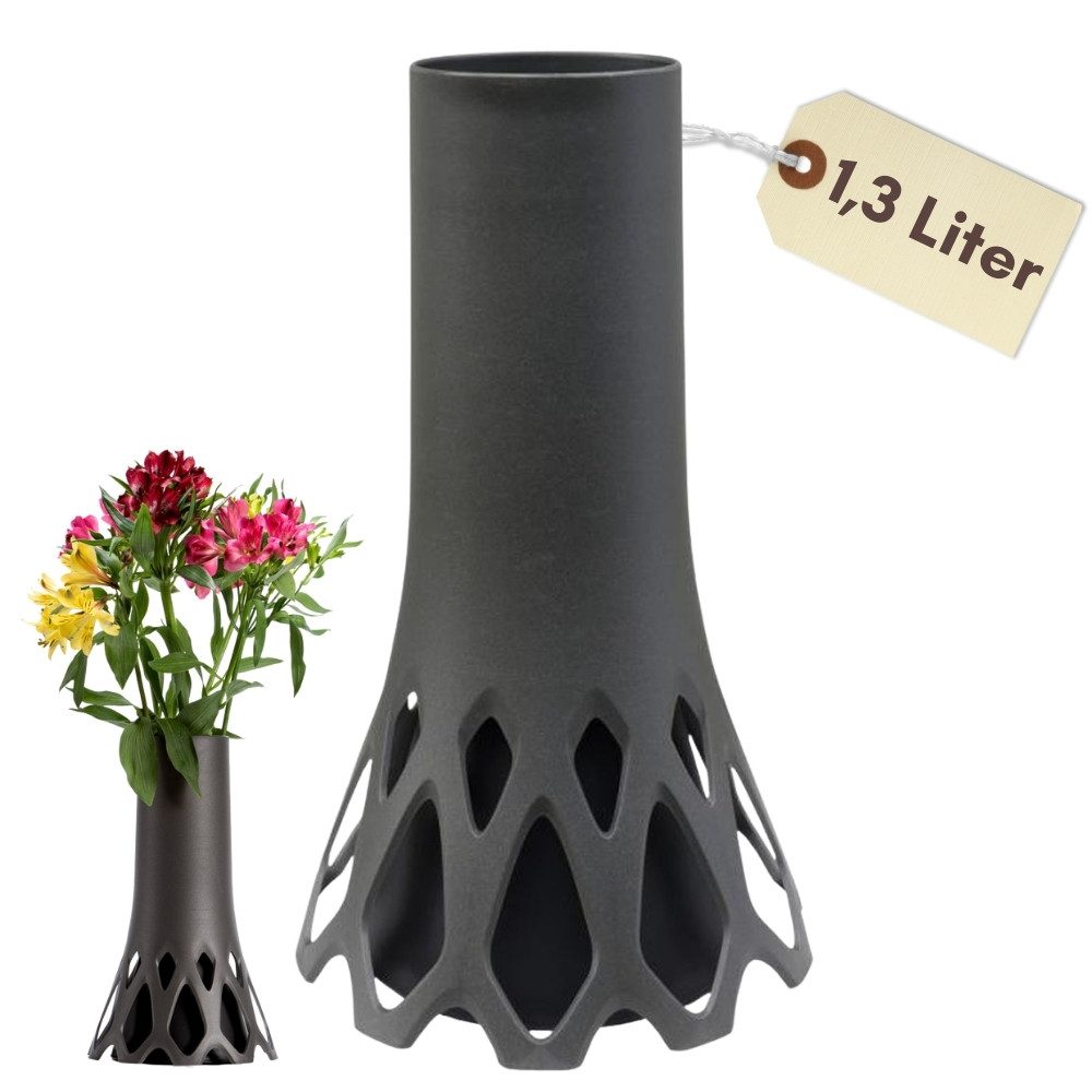 GarPet Bodenvase Grabvase mit Sockel Friedhofvase Grab Vase Friedhof Wetterfeste Vase