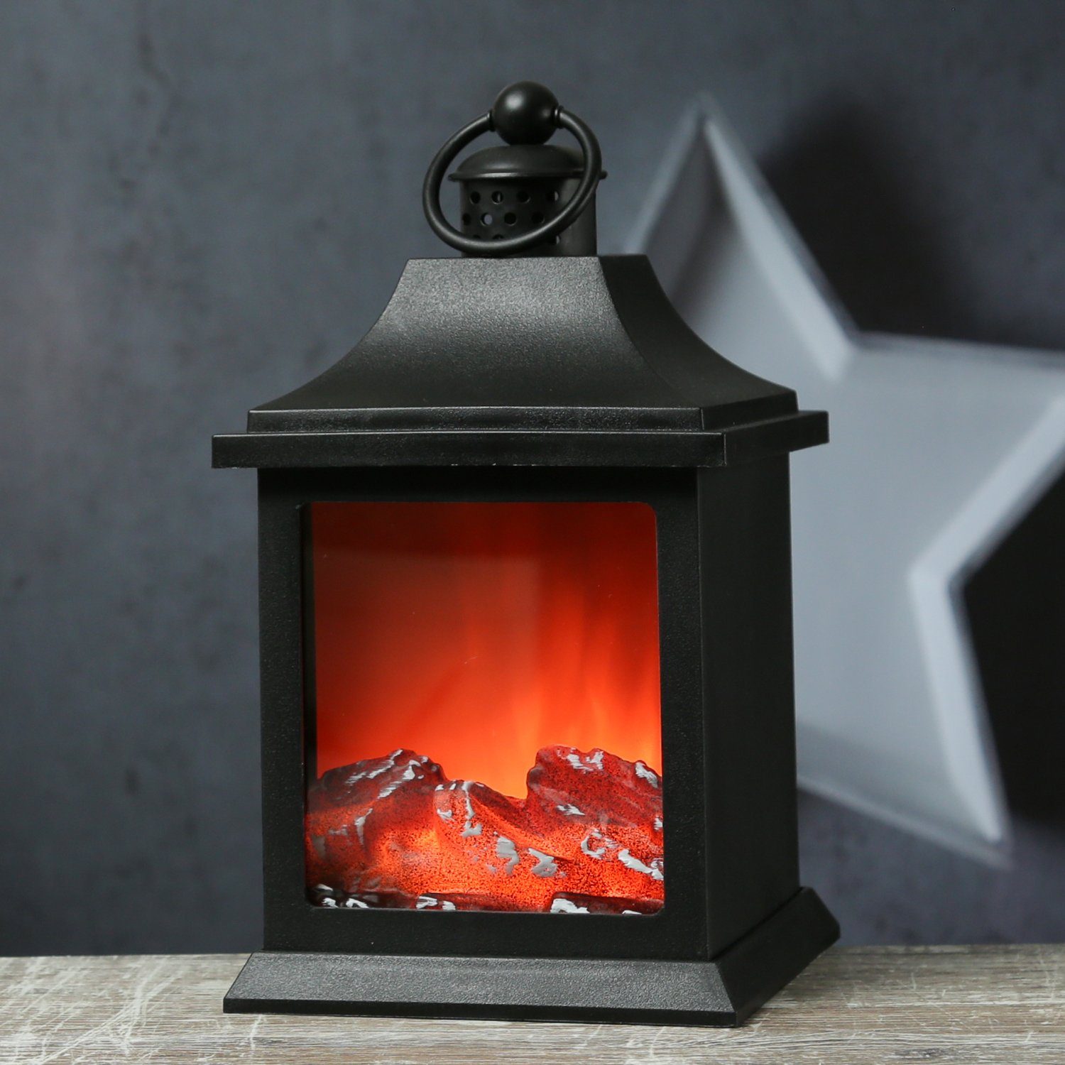 MARELIDA LED Laterne LED Kamin mit Feuereffekt Tischkamin Dekokamin H: 31cm günstig online kaufen