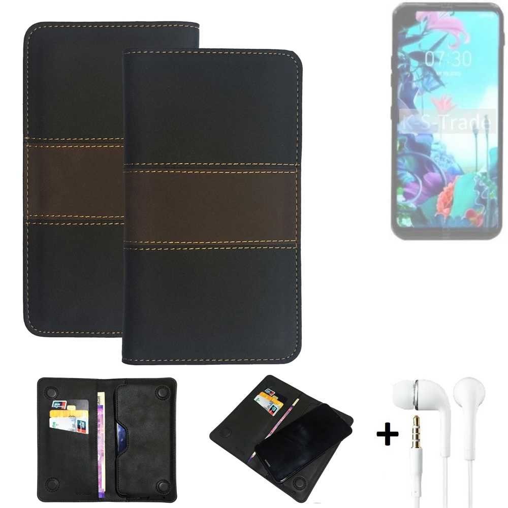 K-S-Trade Handyhülle für LG Electronics Q70, Handyhülle + Kopfhörer Schutzhülle Walletcase Bookstyle Tasche
