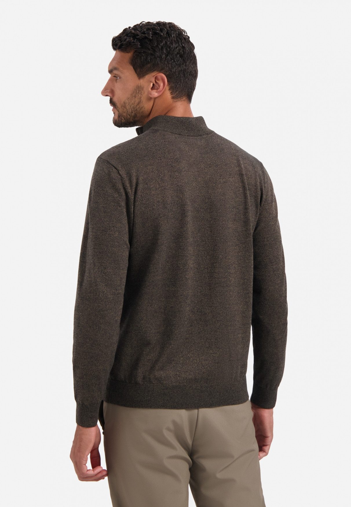 NO EXCESS Strickpullover Pullover Half Zip 2 Coloured Melang