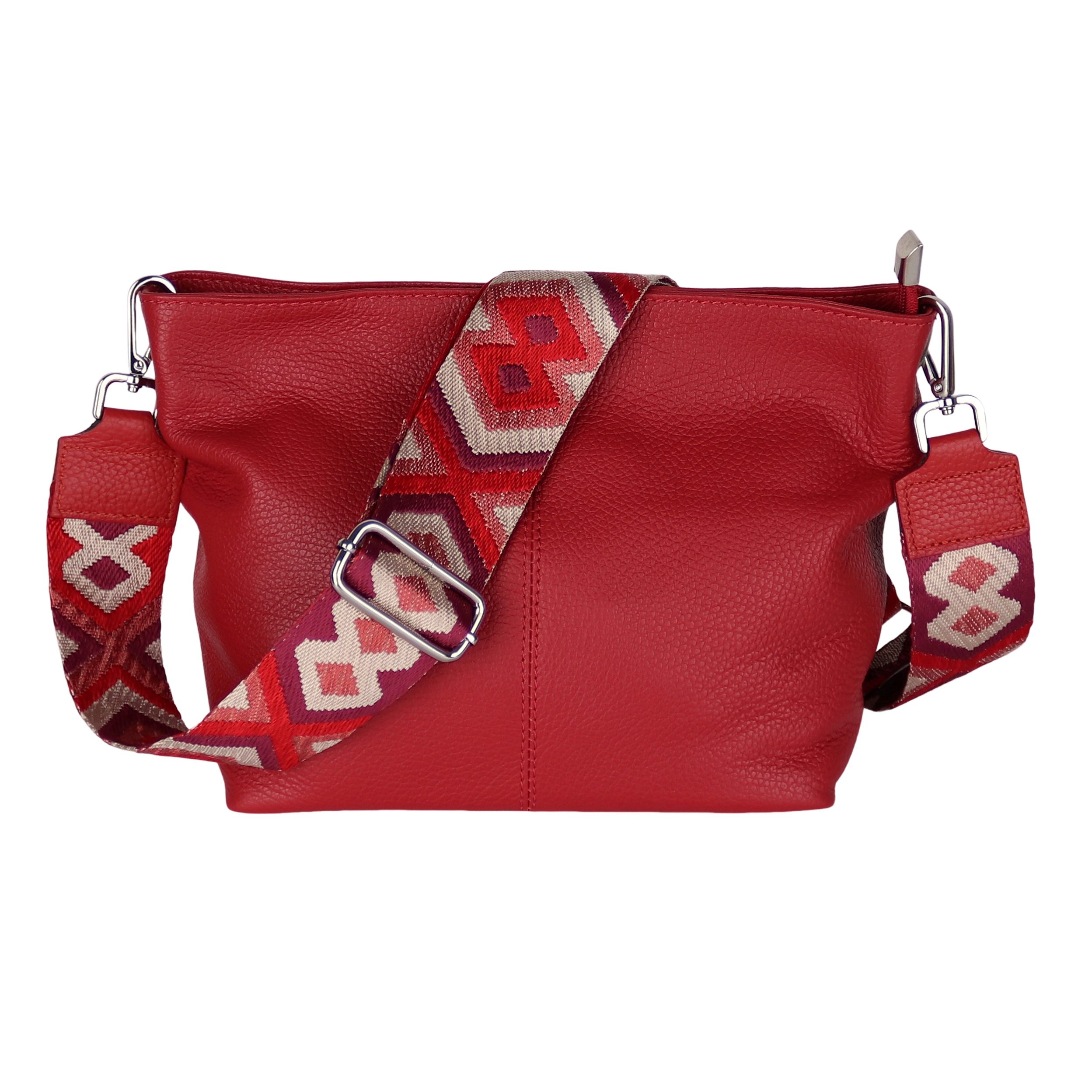 MIRROSI Umhängetasche Damen Crossbody Bag, Echtleder Made In Italy (Schultertasche für jeden Anlass (1 Tasche & 2 Gurte), BOHO Style), 30x20x13cm, gemusterten& verstellbaren Schulterriemen