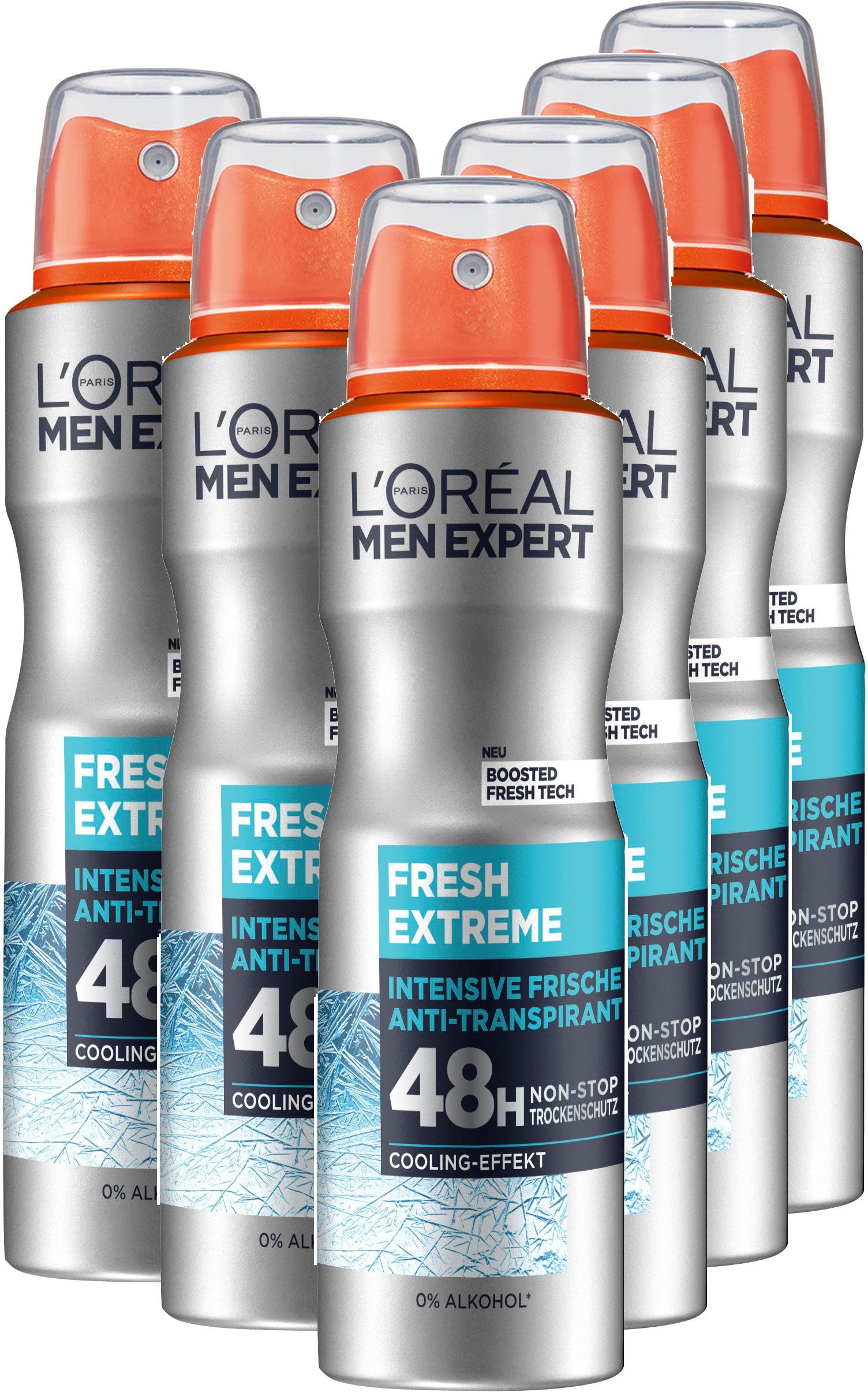 L'ORÉAL PARIS MEN EXPERT Deo-Spray Deo Spray Fresh Extreme, Packung, 6-tlg. | Deosprays
