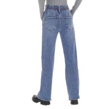 Ital-Design Loose-fit-Jeans Damen Freizeit Used-Look Stretch Relaxed Fit Jeans in Blau