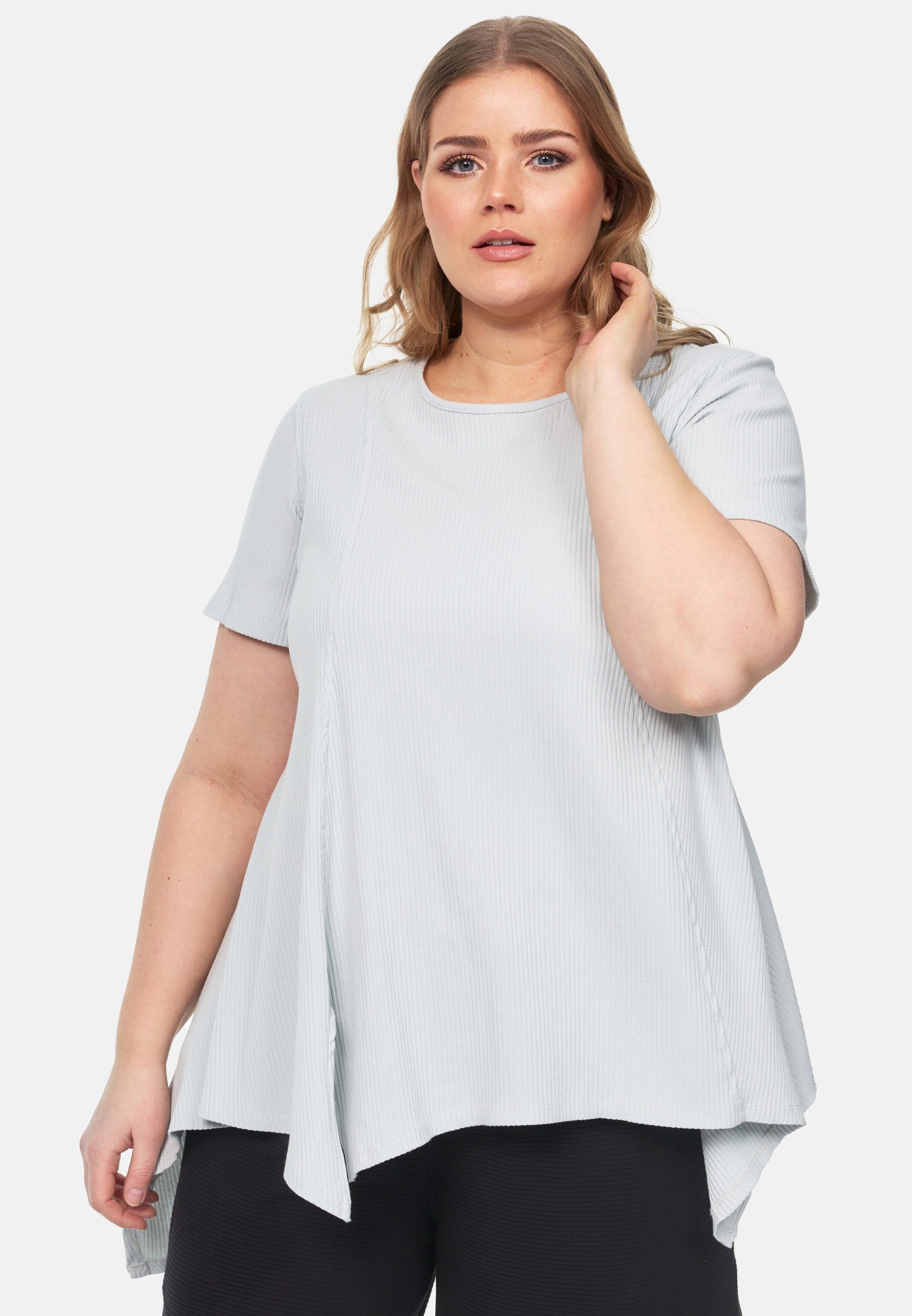 Kekoo Tunikashirt Shirt Tunika 'Adele' Grau asymmetrischem A-Linie mit Saum