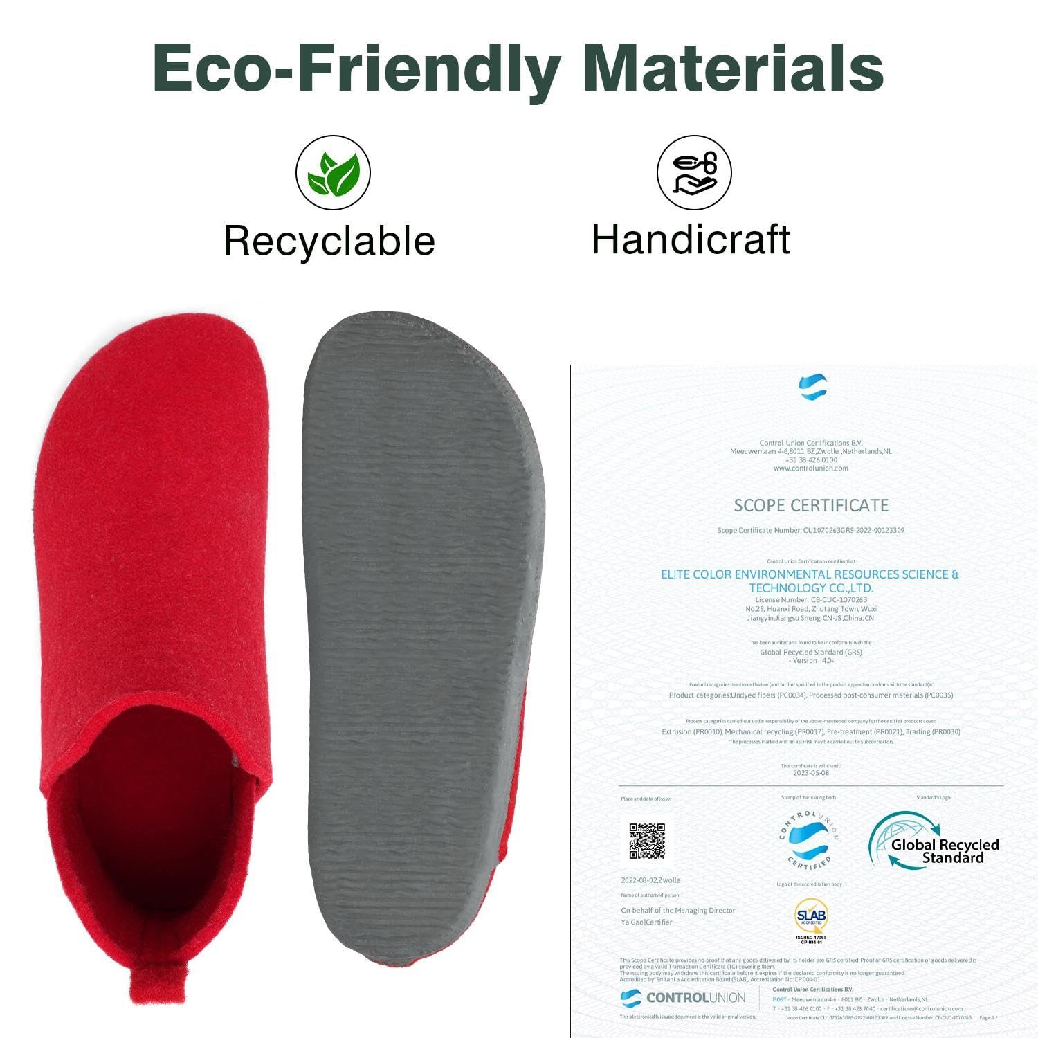 Home & Joy vegan & recycled Comfort Filz unisex Hausschuh (hohe Hüttenschuhe, Fußbett entnehmbar, weich & warm gefüttert, bequem) Pantoffeln Latschen Schlappen Slipper Pantoletten Winter rutschfest