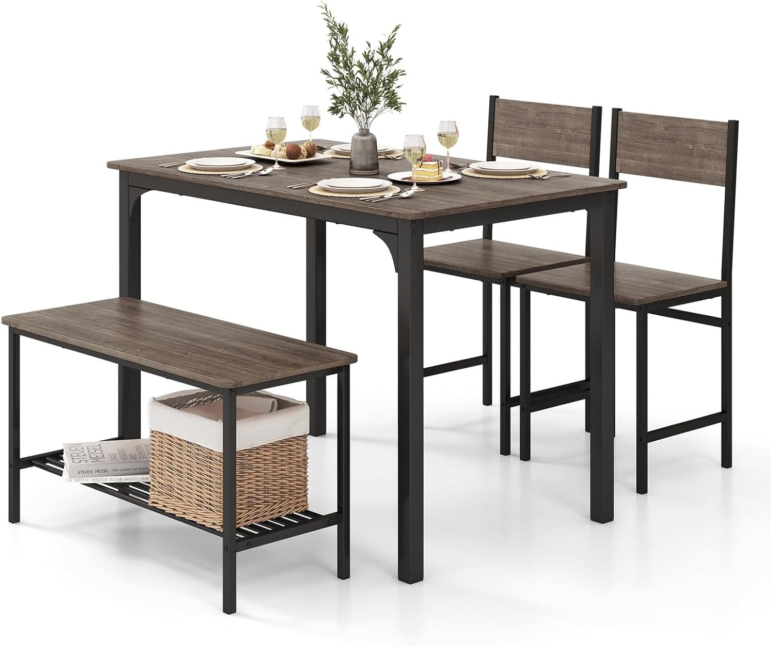 KOMFOTTEU Essgruppe, (Set, 4-tlg), Industriedesign mit Metallgestell