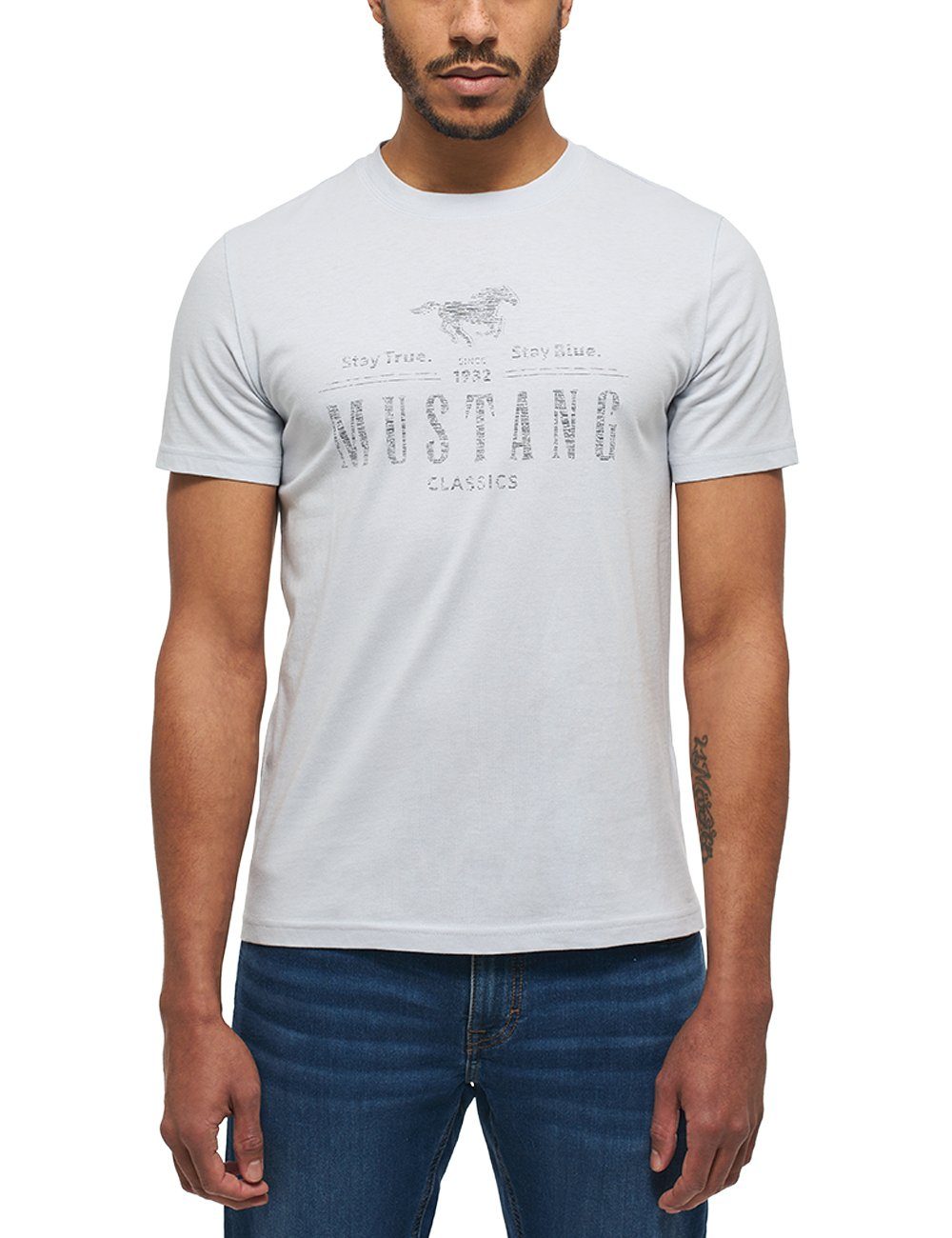 MUSTANG T-Shirt Style Alex C Print hellblau | T-Shirts