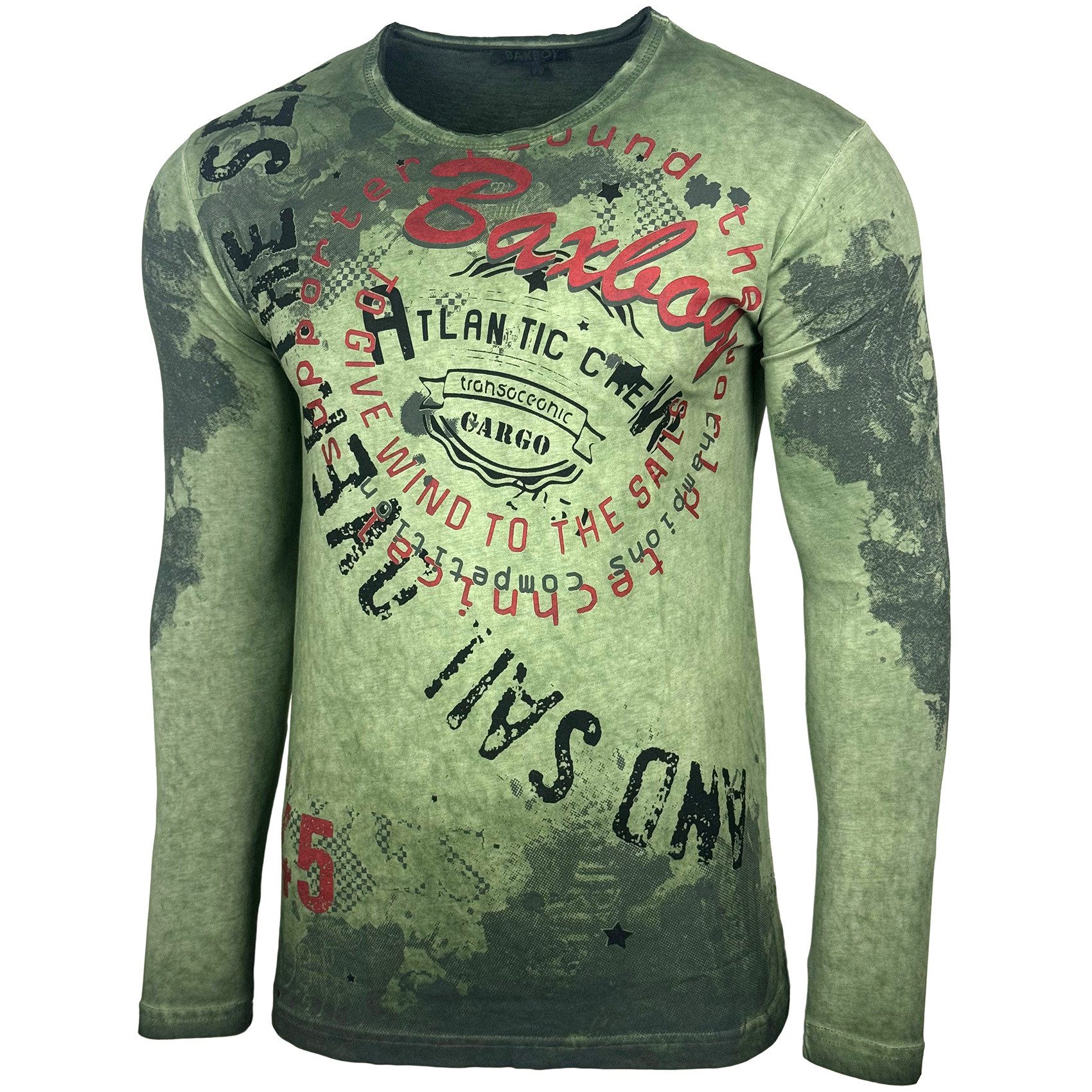 Longshirt Baxboy Herren Longsleeve T-Shirt Langarmshirt Aufdruck Oberteil B-705