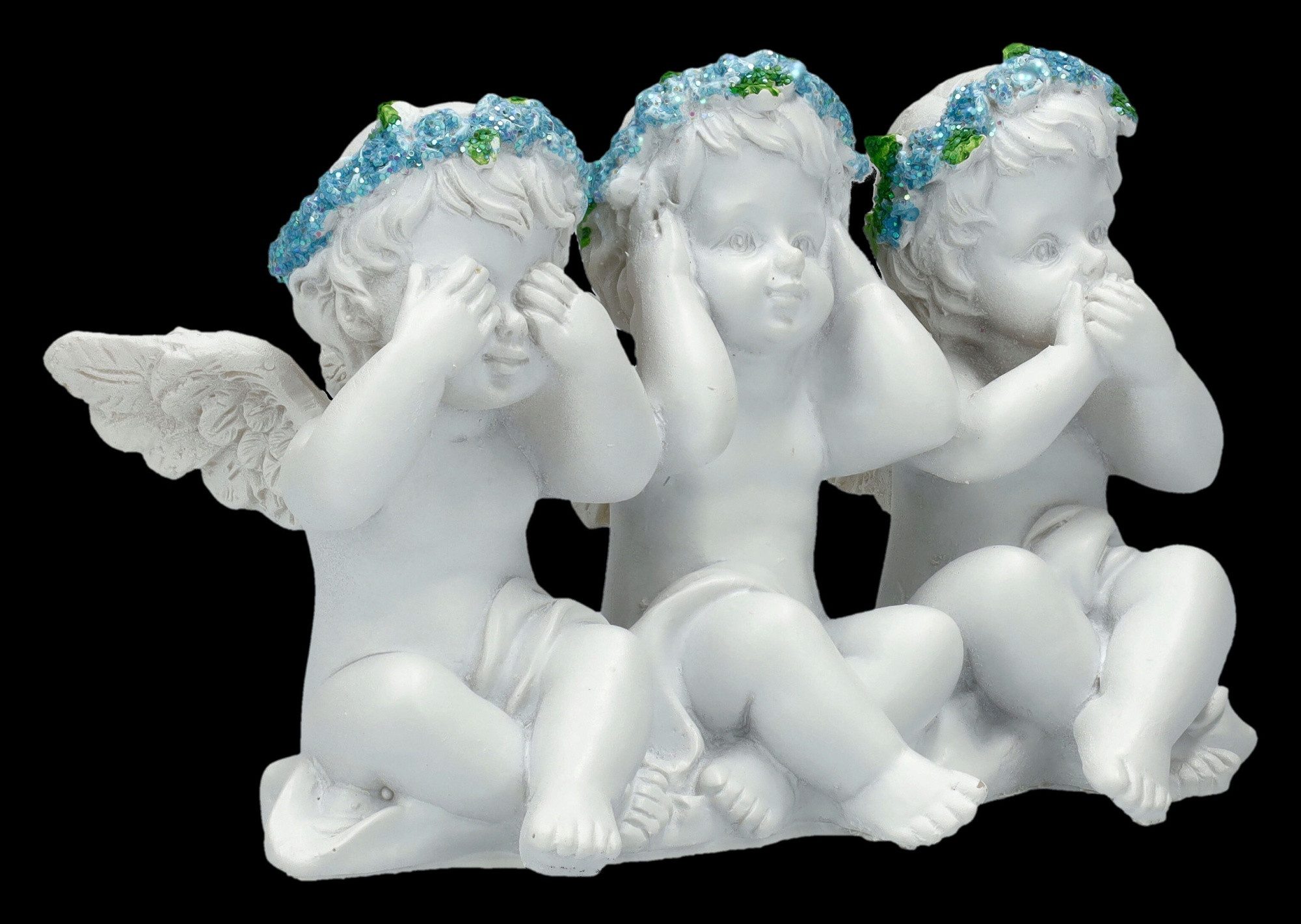 Figuren Shop GmbH Dekofigur Engel Figur Set – Drei Putten Statue „Nichts Böses“ Dekofigur 6.5 cm
