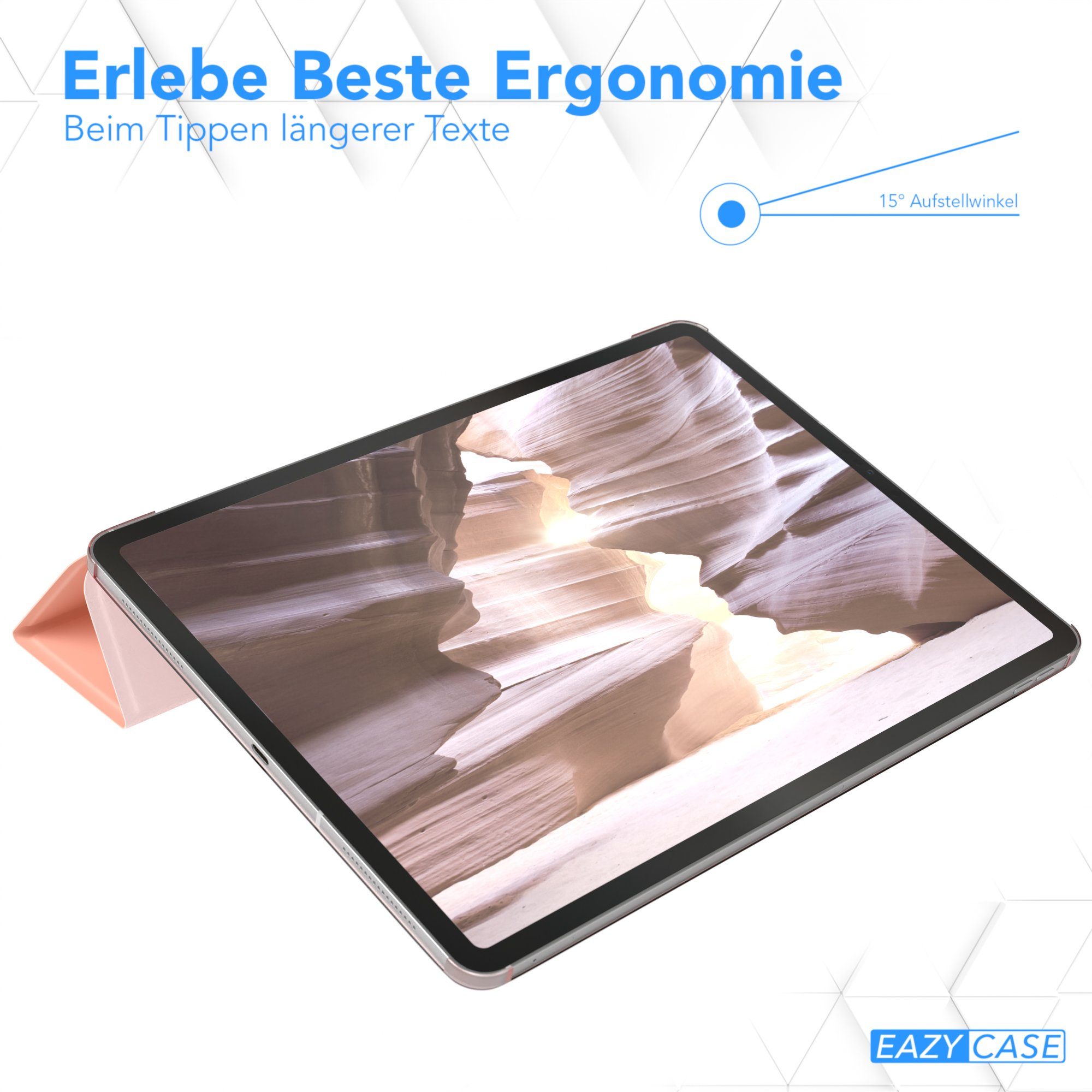EAZY CASE Tablet-Hülle Smart Case für iPad Pro 12,9" 3./ 4./ 5./ 6. Gen. 12,9 Zoll, Tabletschutz Tabletcase kratzfeste Schutzabdeckung Flip Etui Rosé Gold – Bild 5 von 5