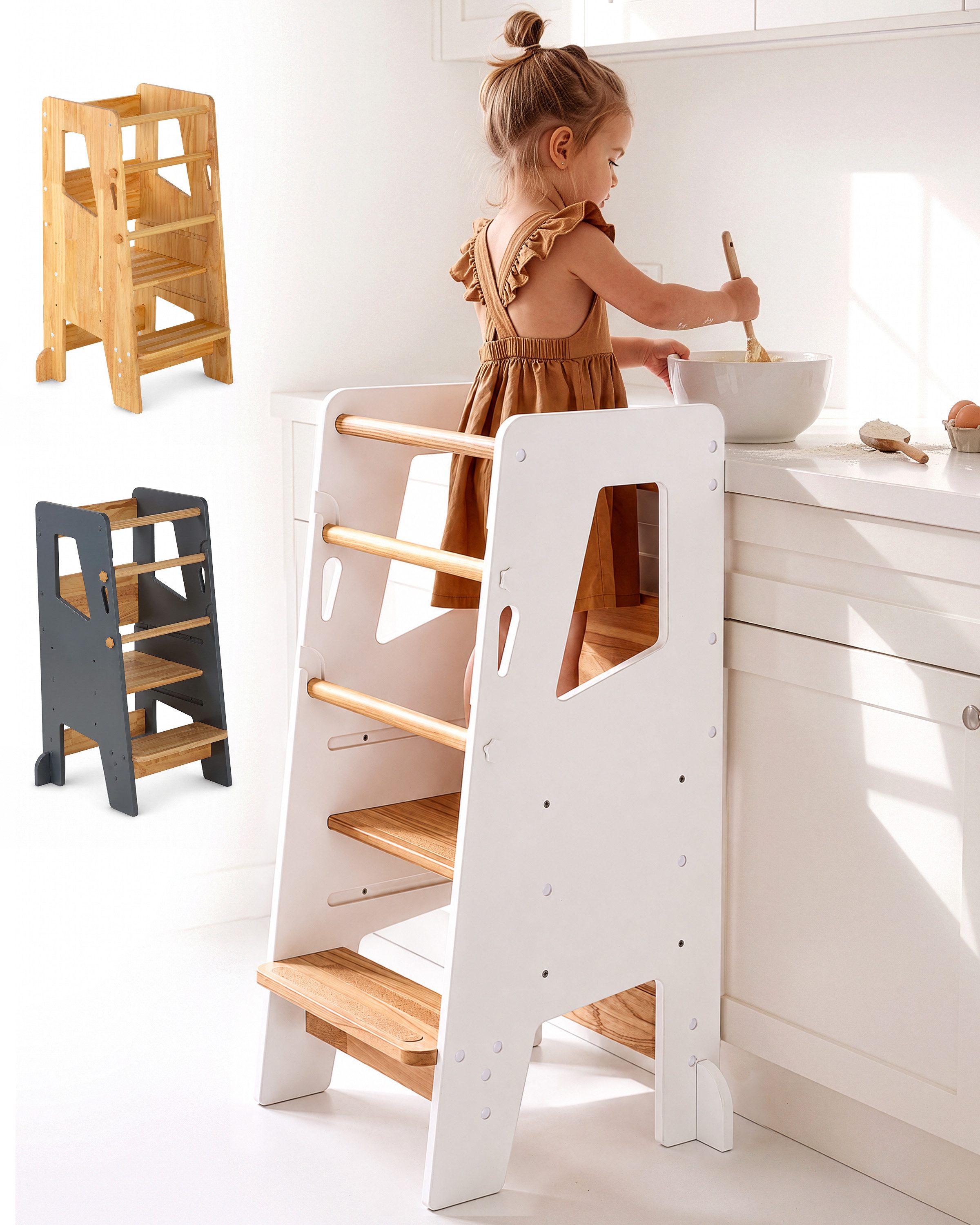 NewKids Stehhilfe Lernturm ab 1 Jahr höhenverstellbar – Montessori Learning Tower