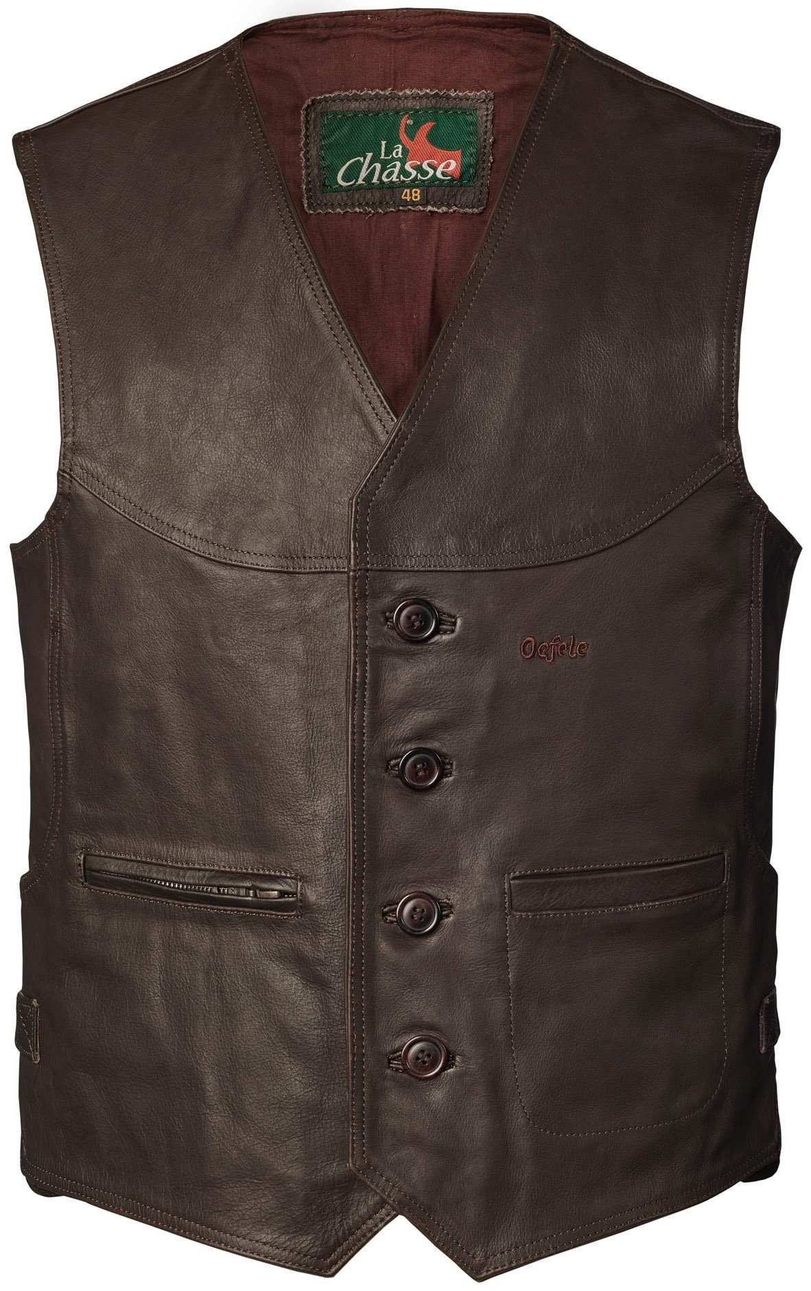 Lederweste Lederweste braun/oliv Büffellederweste Jagdweste aus echtem Leder NEU