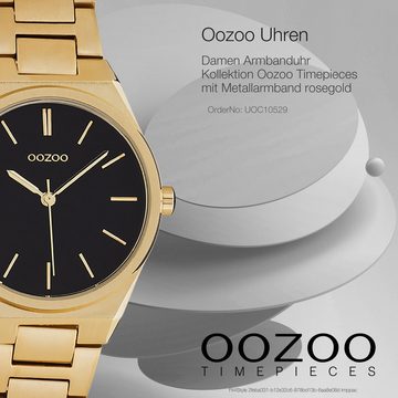 OOZOO Quarzuhr Oozoo Unisex Armbanduhr Timepieces Analog, (Analoguhr), Damen, Herrenuhr rund, mittel (34mm), Metallarmband rosegold, Fashion