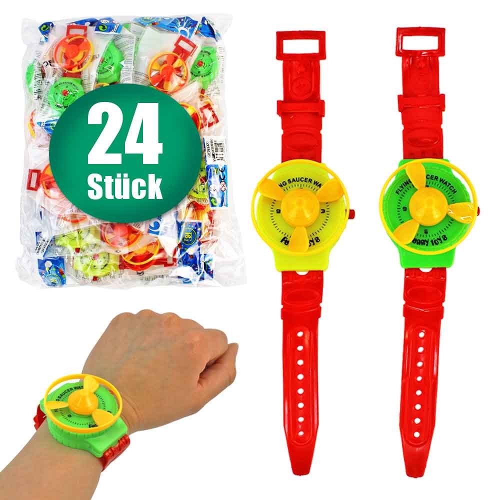B&G INTERNATIONAL Spiel 24 Stück Spielzeug Uhr mit Flugkreisel - ca. 22 cm