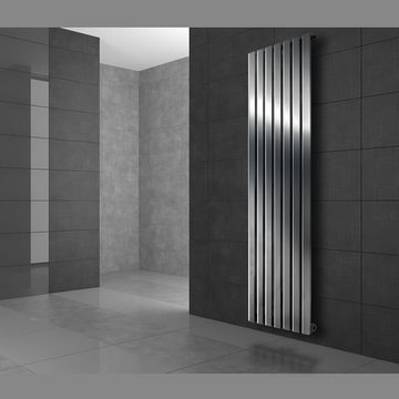 LuxeBath Heizkörper Paneelheizkörper Stella Vertikalheizkörper Designheizkörper, Chrom 480x1600mm Mittelanschluss mit Anschlussgarnitur Universal