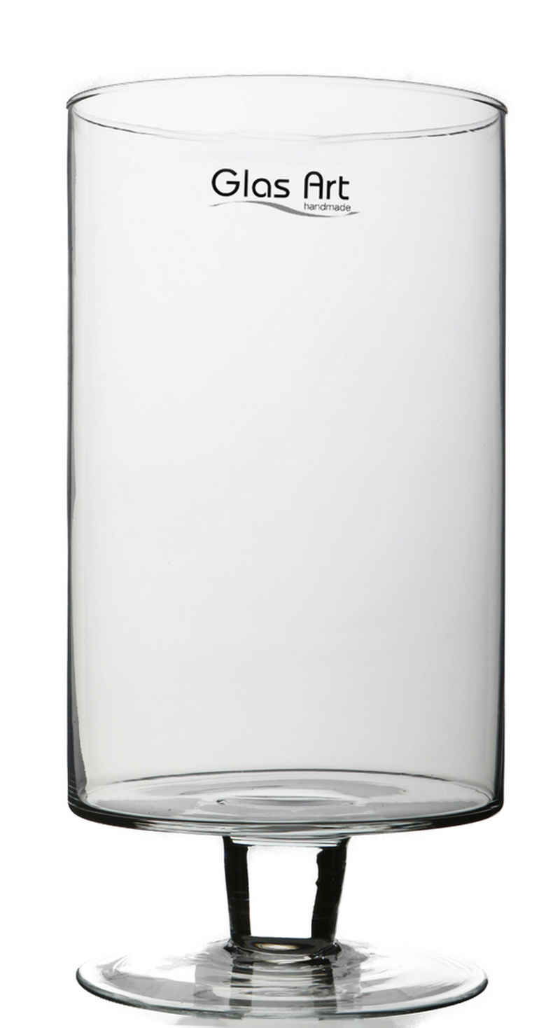 GlasArt Tischvase Glas-vase mit Fuß, Pokal Glas, Höhe 20/30/40cm Wohnzimmer Fensterbank