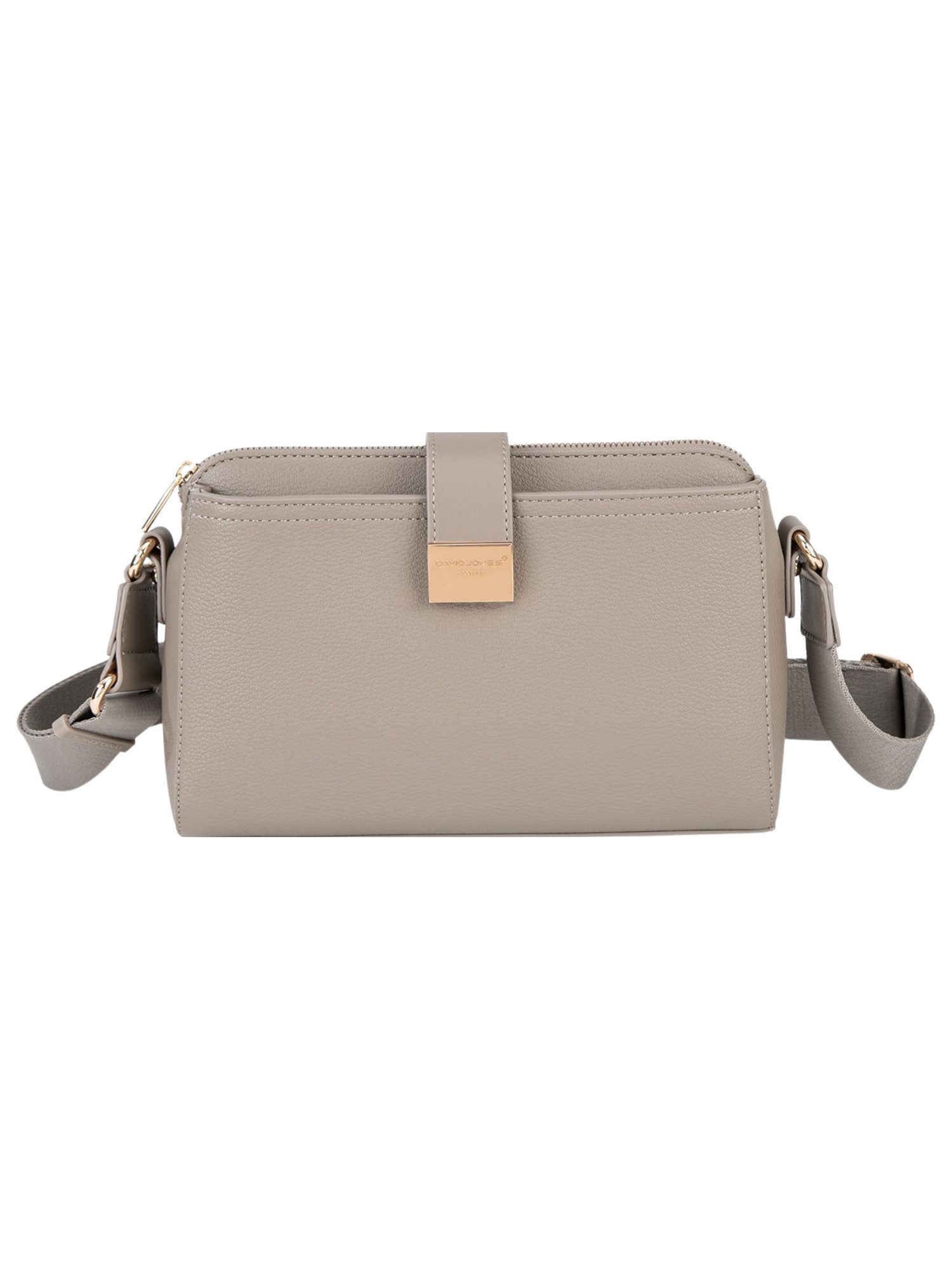 David Jones Schultertasche David Jones Elegance Multi-Zip Crossbody, Multi-Zip-Design, Kunstleder, kompakte Größe.