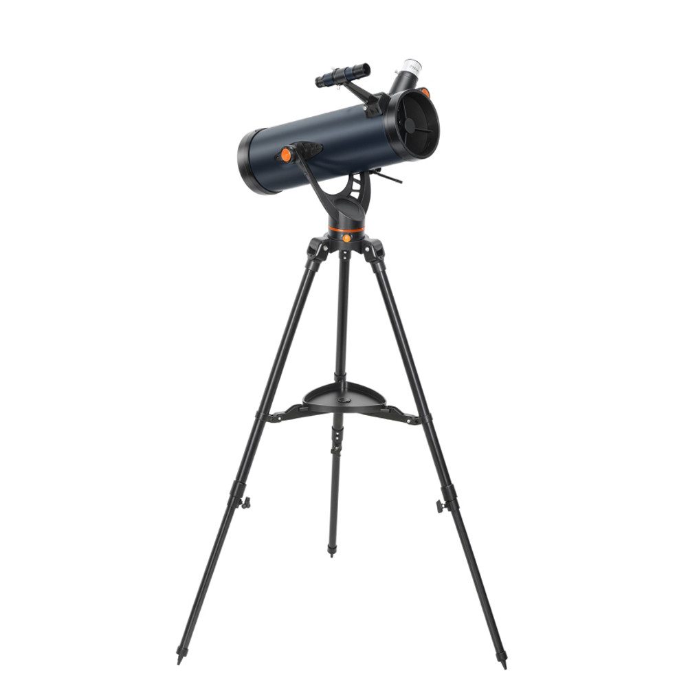 FANNOU Spiegelteleskop nach Newton, 114 mm Objektiv, 2 Okulare, Sucherfernrohr, Aluminium