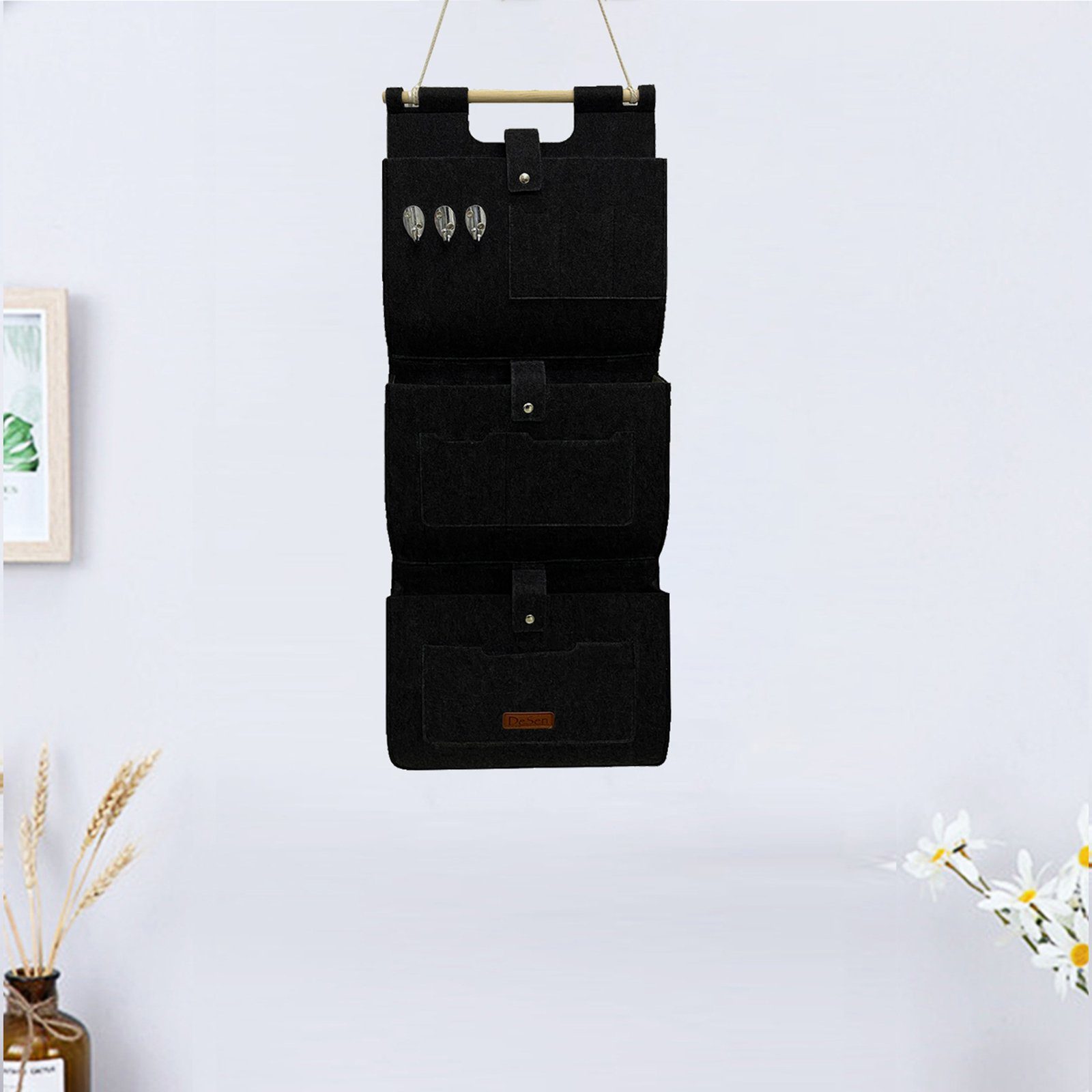 RAIKOU Aufbewahrungstasche Hängeorganzier für Tür und Wand / Wandtasche (für Garderobe,Bad, Küche), Multifunktionstaschen+3 Schlüsselanhänger