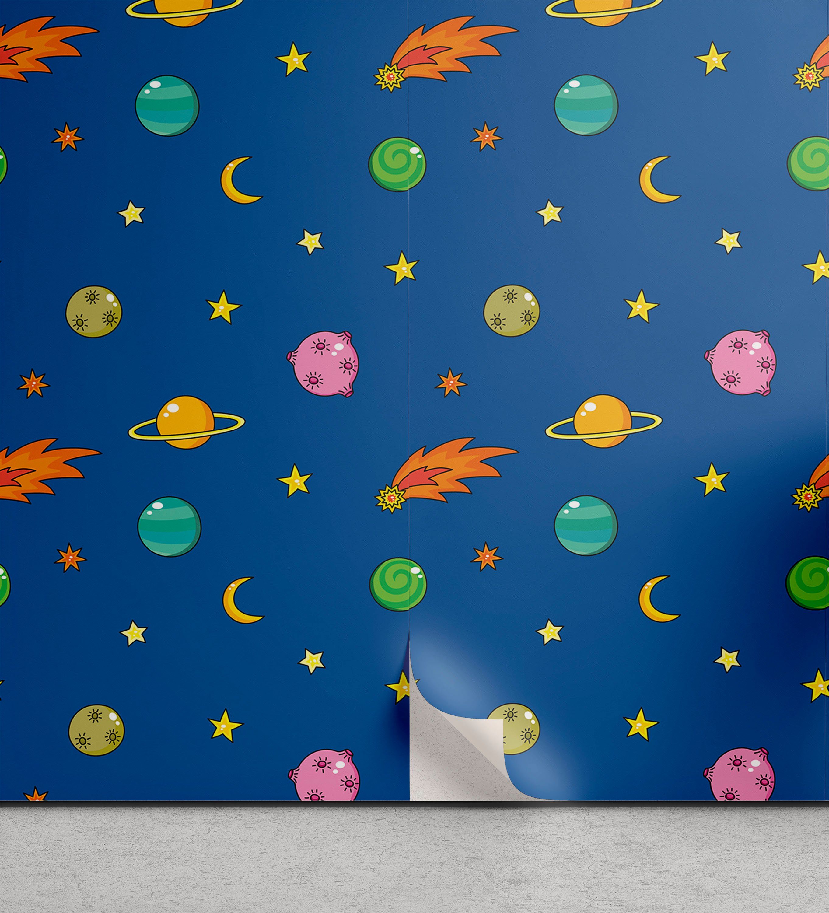 Abakuhaus Vinyltapete selbstklebendes Wohnzimmer Küchenakzent, Weltraum Planeten und Sterne