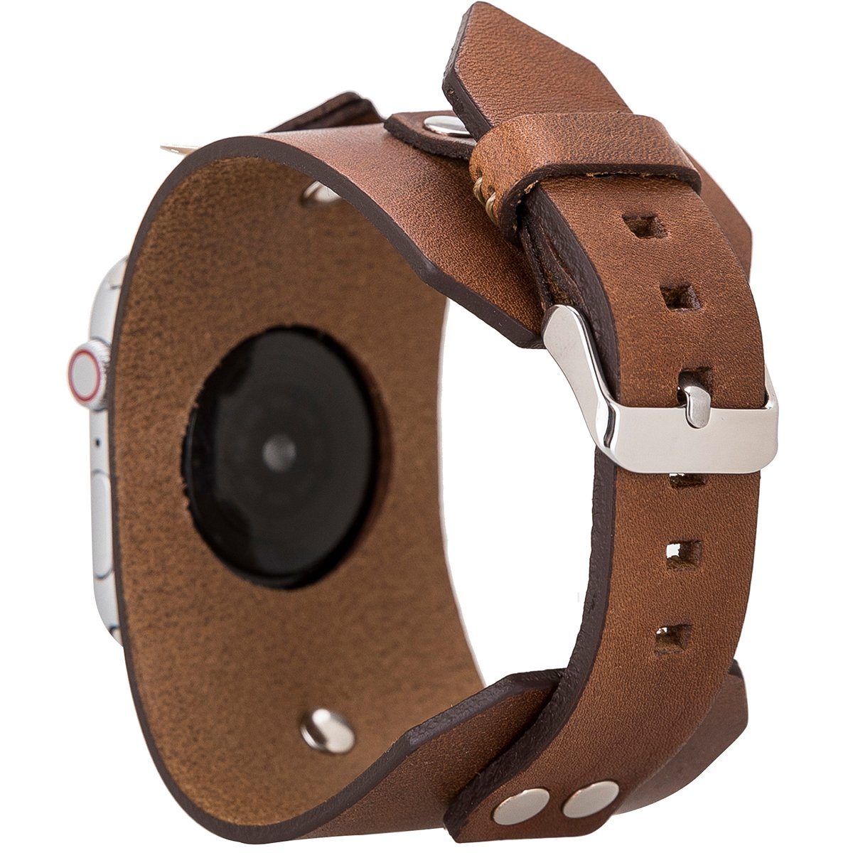 42/44/45mm 1-8 mit Apple kompatibel Watch in Watch Braun Burkley Smartwatch-Armband Series Cuff Büffel-Leder Vintage Armband, Apple für
