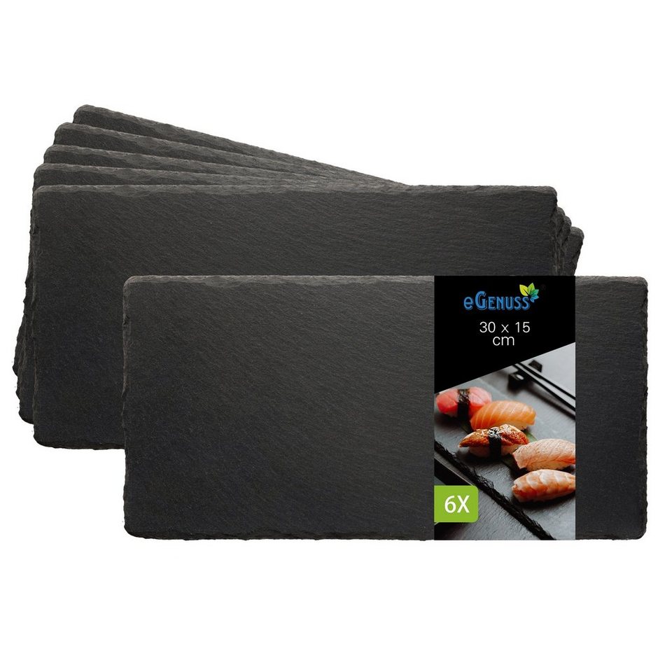 eGenuss Servierplatte Schieferplatten Dessertteller Sushi Geschirr schwarz  Teller, Schiefer, (Servierplatten aus Naturstein Schiefer), natürliche raue  Oberfläche