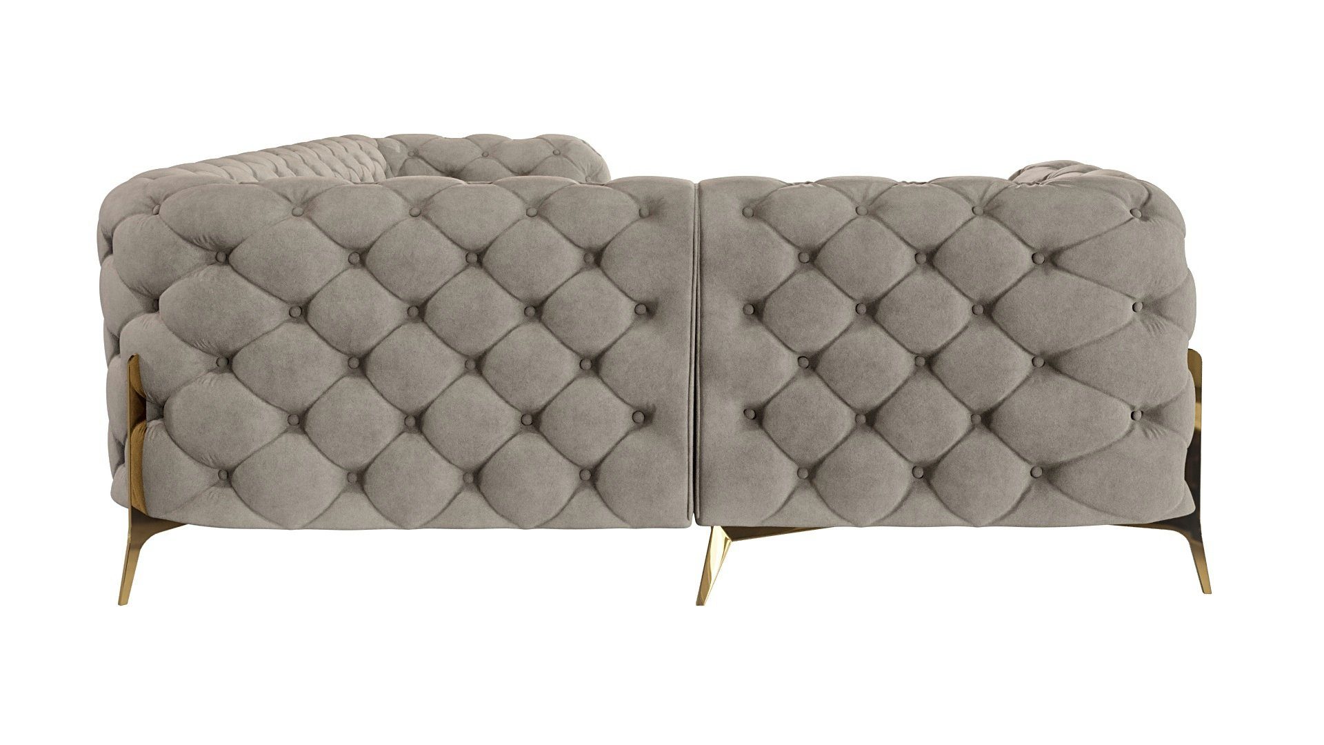S-Style Möbel Ecksofa Ashley, Chesterfield mit Goldenen Metall Füßen, Wellenfederung