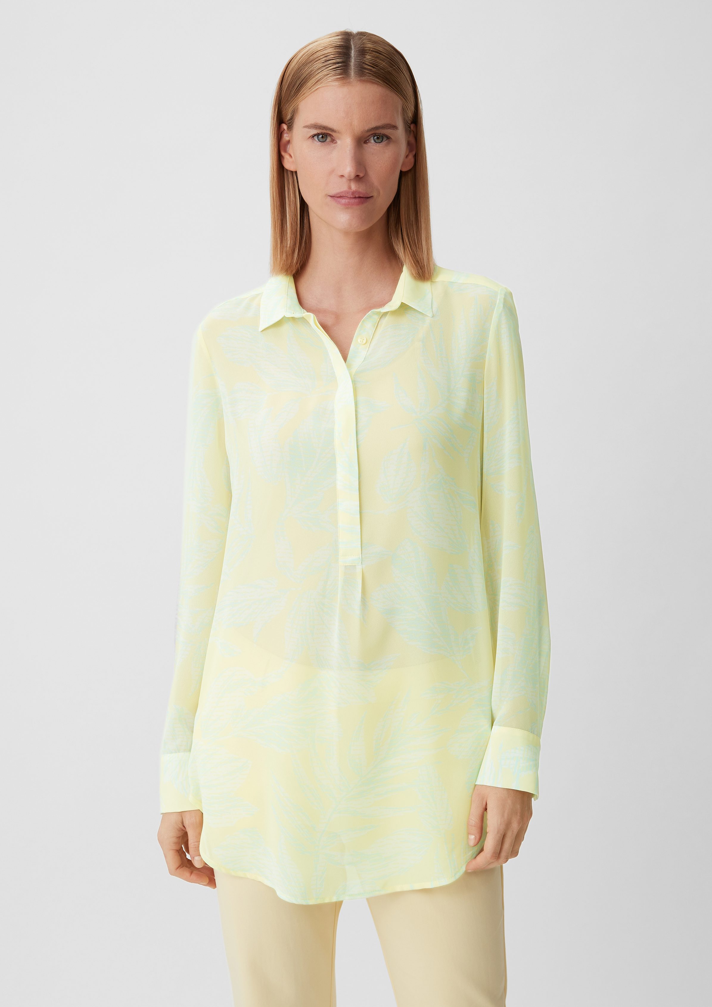 Langarmbluse Longbluse aus Chiffon