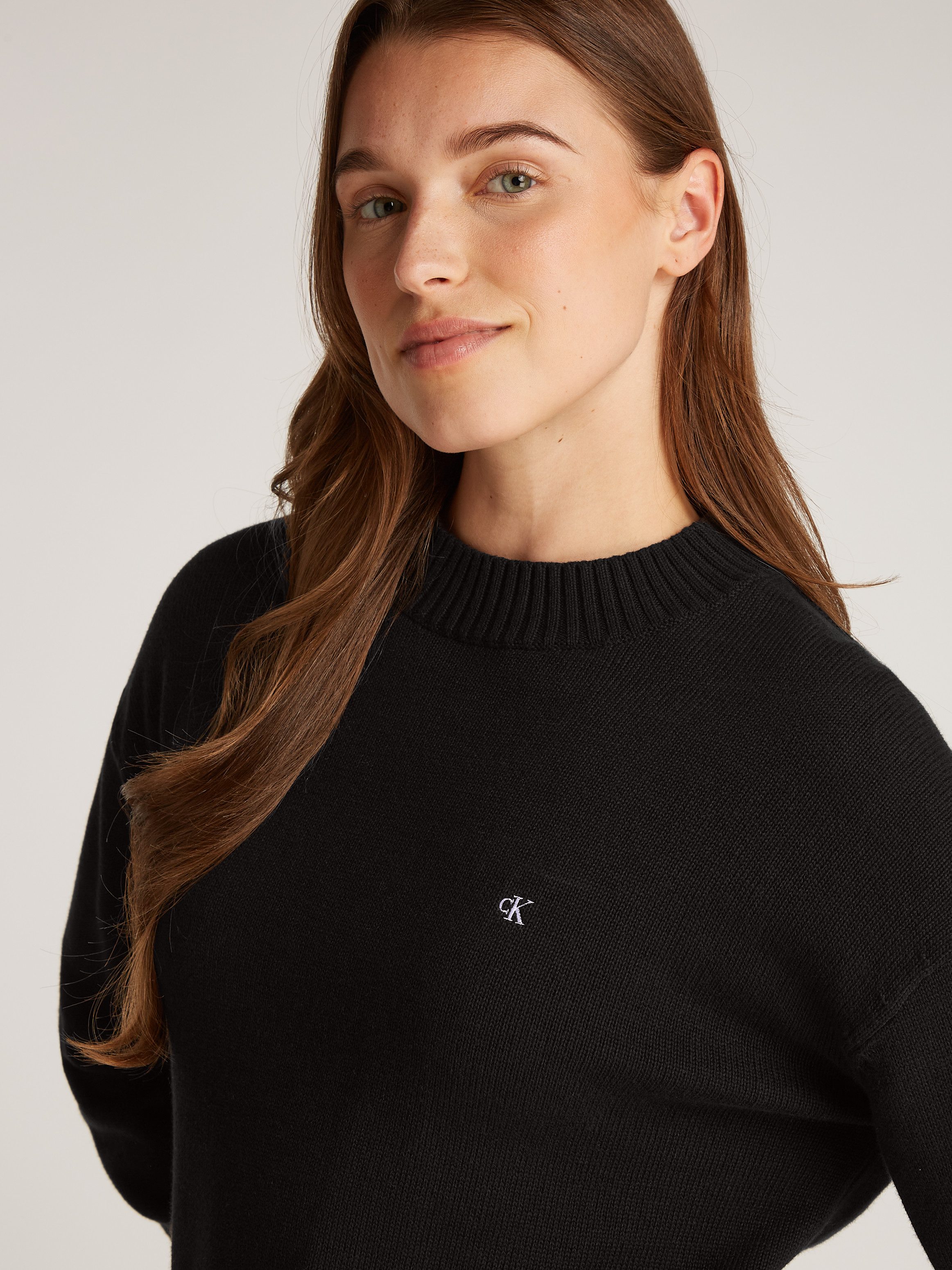 Calvin Klein Jeans Rundhalspullover MONOGRAM EMBRO CREWNECK SWEATER mit Logostickerei