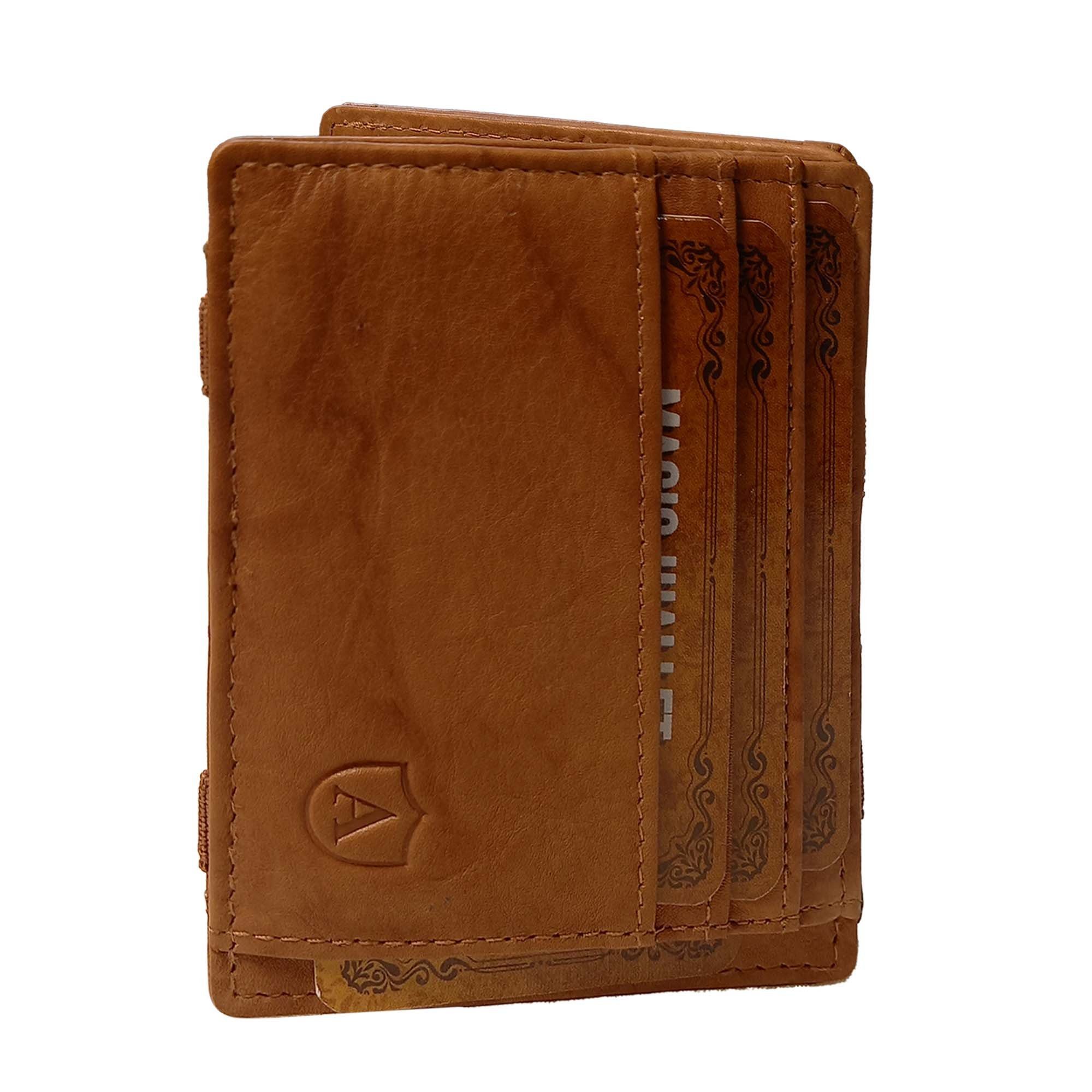 Alcube Geldbörse Magic Wallet (Elegantem Design I RFID Geldbeutel für Herren & Damen aus 100% echtem Leder mit Platz für 8 Karten und Münzfach), Mini Geldbörse als Geschenk für Männer