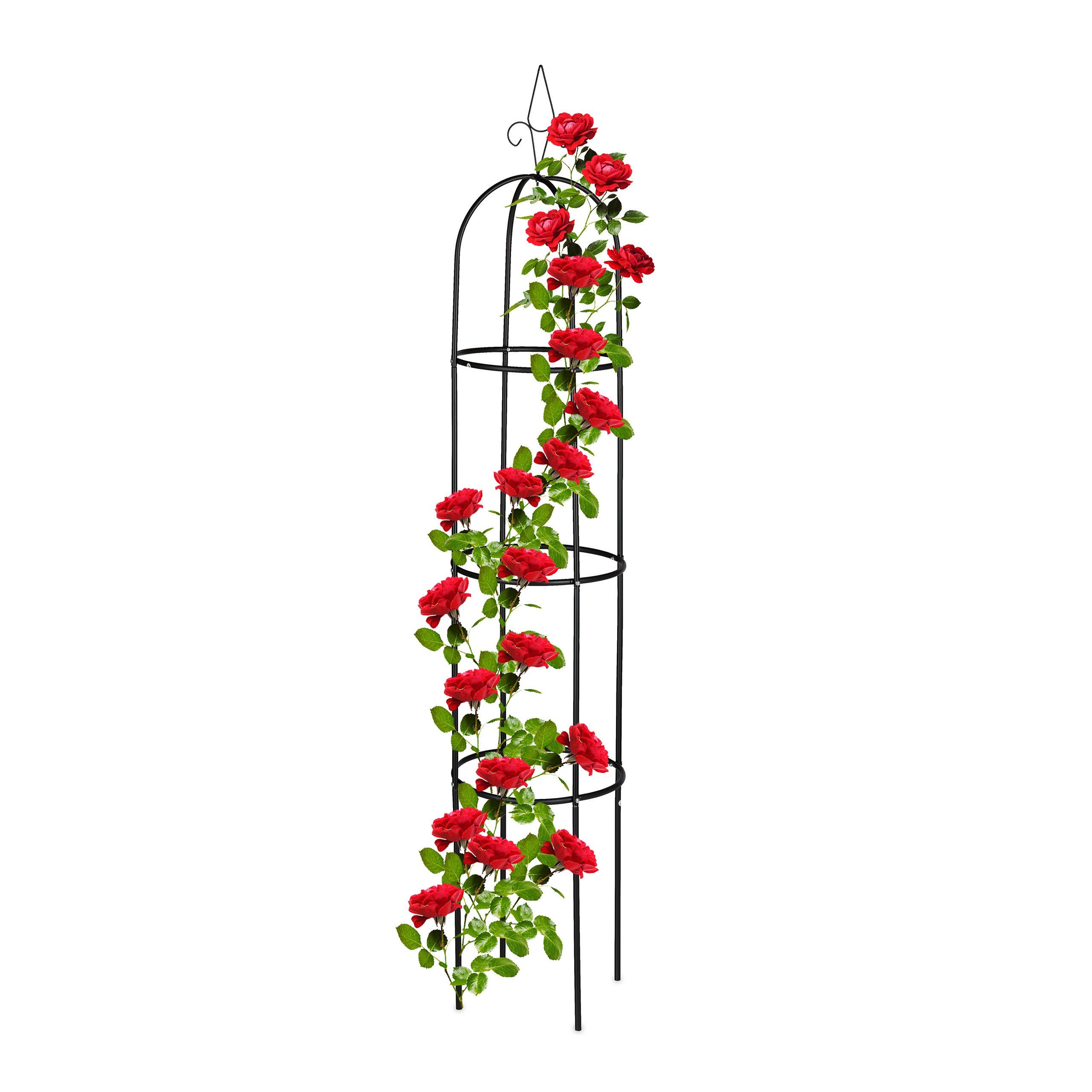relaxdays Rankhilfe Schwarze Rankhilfe 200 cm