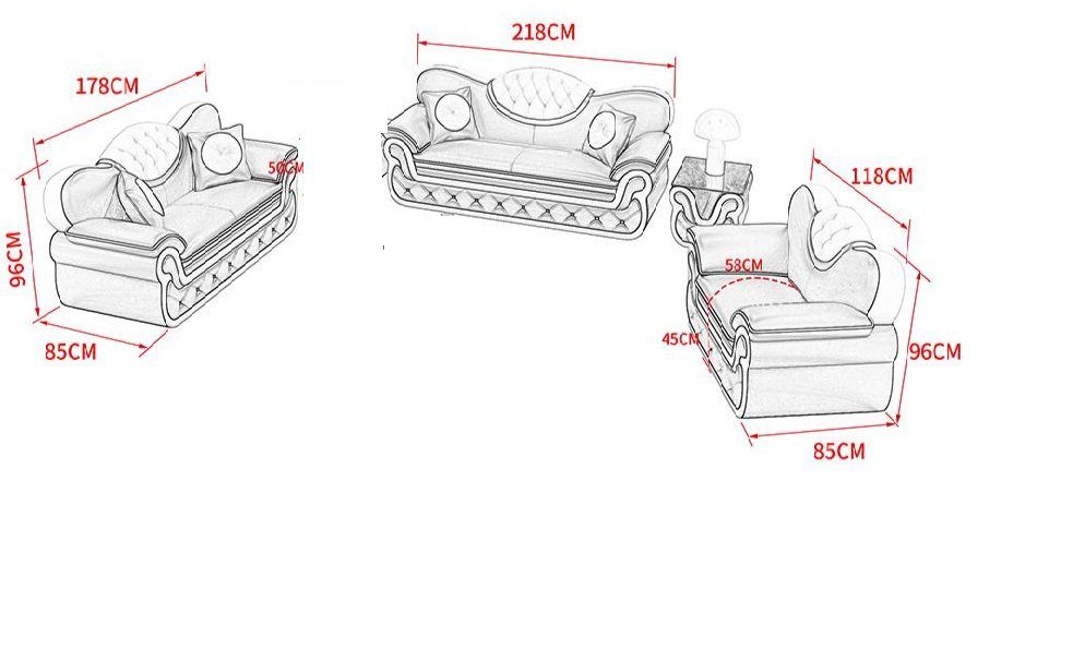Sitzer Europe Moderne Couchen Made Couch Sofas Sofagarnitur Stoff, in JVmoebel Sofa Polster Braun/Beige 3+1+1