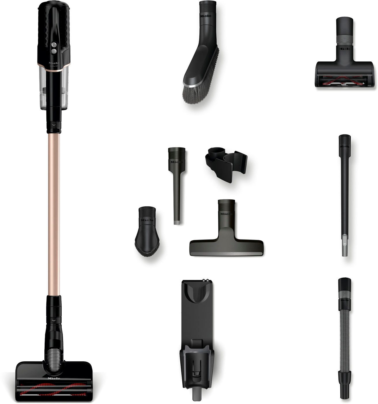 Miele Akku-Handstaubsauger Duoflex HX1 TotalCare, 2in1-Funktion, 210 W, beutellos, mit Elektrobürste MultiFloor und CarCare Set, Obsidianschwarz Roségold