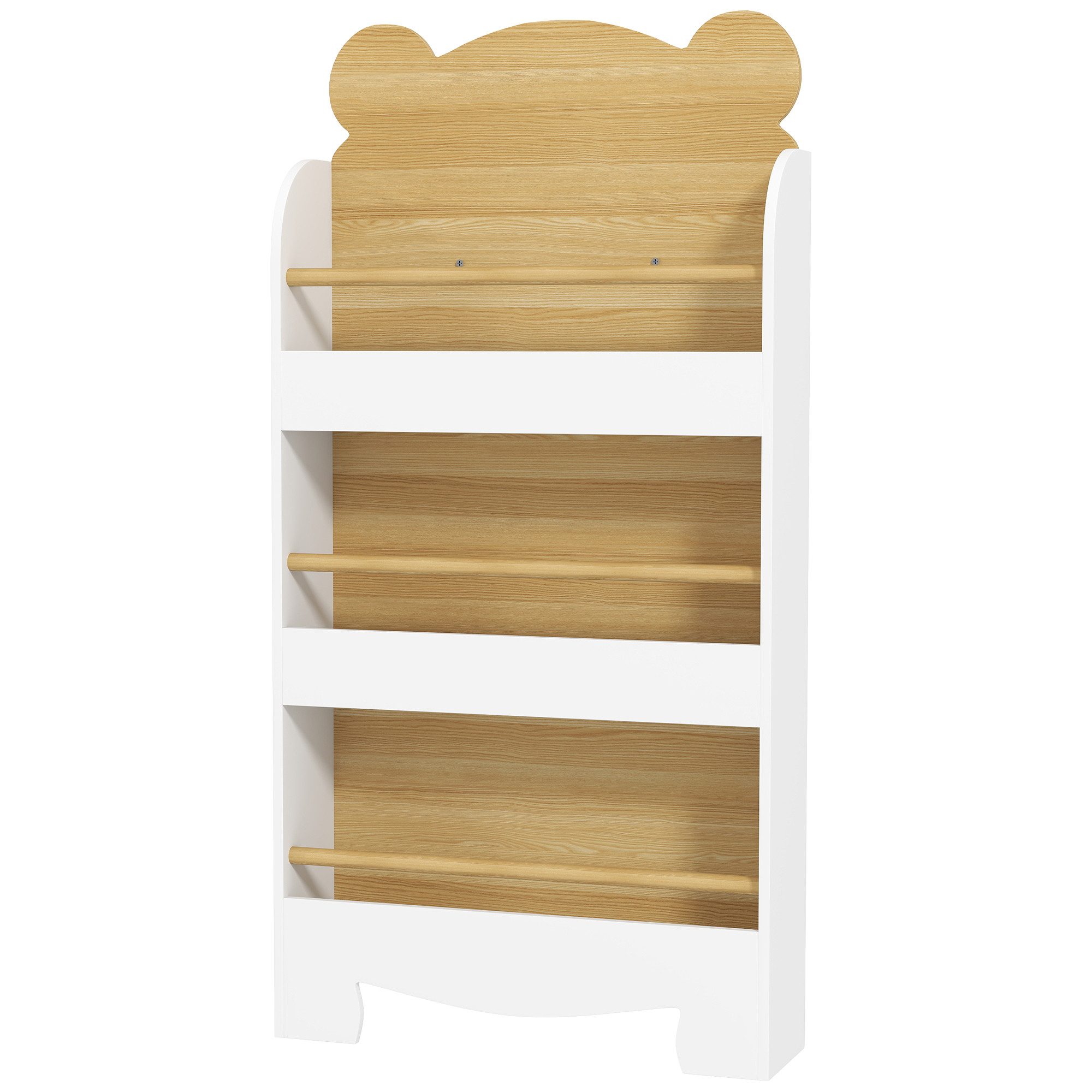 furnicato Kinderregal Bärenförmiges Kinderbücherregal 55L x 15B x 110H cm, 1-tlg., Kippsicheres Spielzeugregal mit Schutzgittern und abgerundeten Kanten